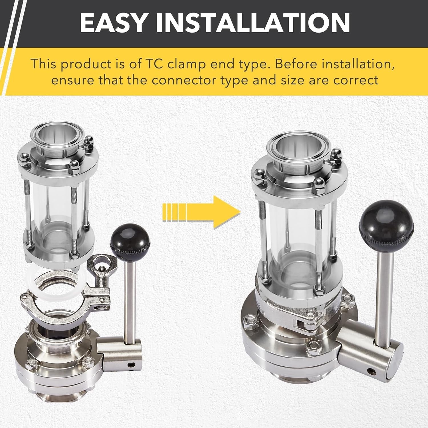 2 Pack 2 Inch Tri Clamp Sanitary Butterfly Valve with Pull Handle Stainless Stee
