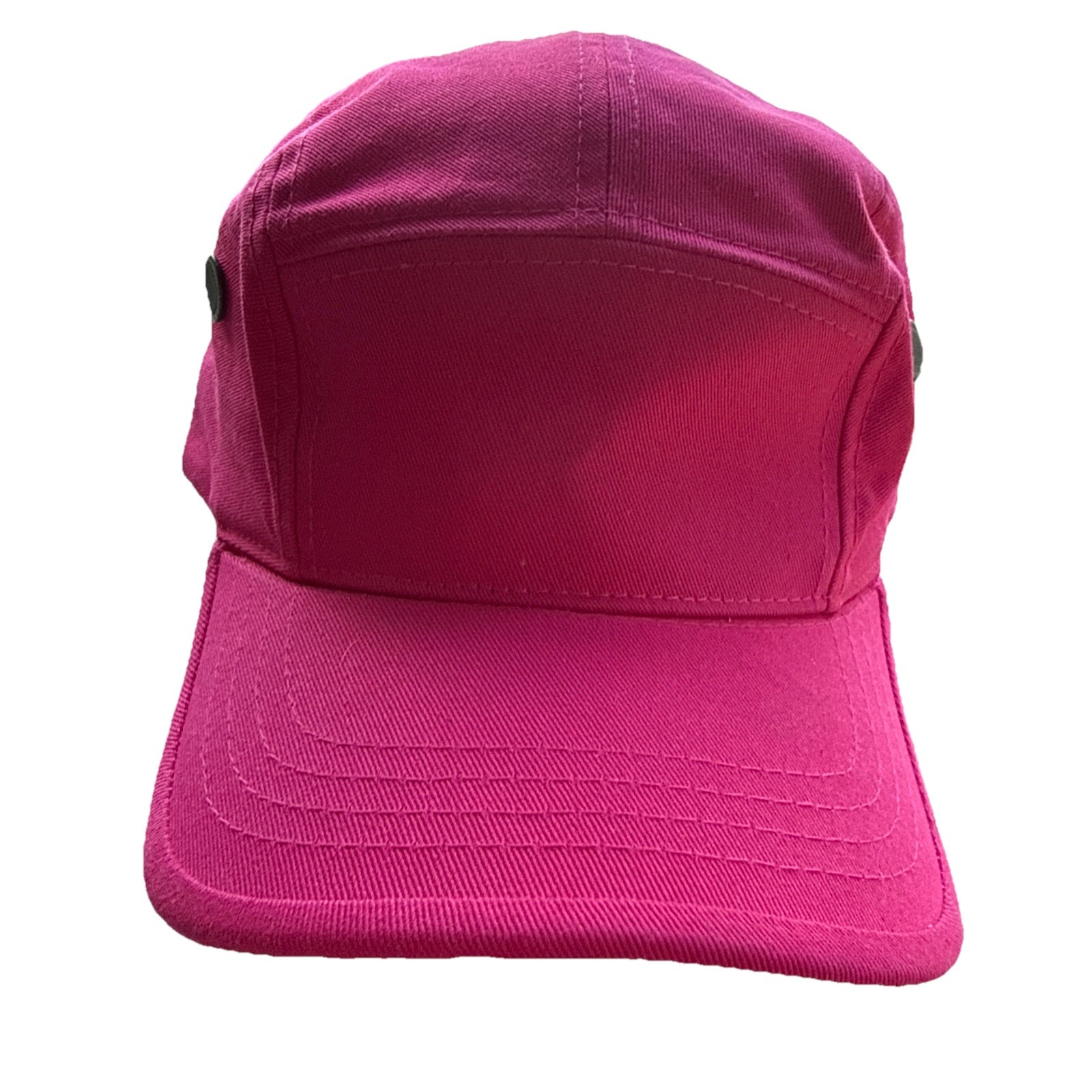 Pink 7 Panel Hat Cap 2 Metal Vents each Side Cotton Leather Strap Metal Buckle