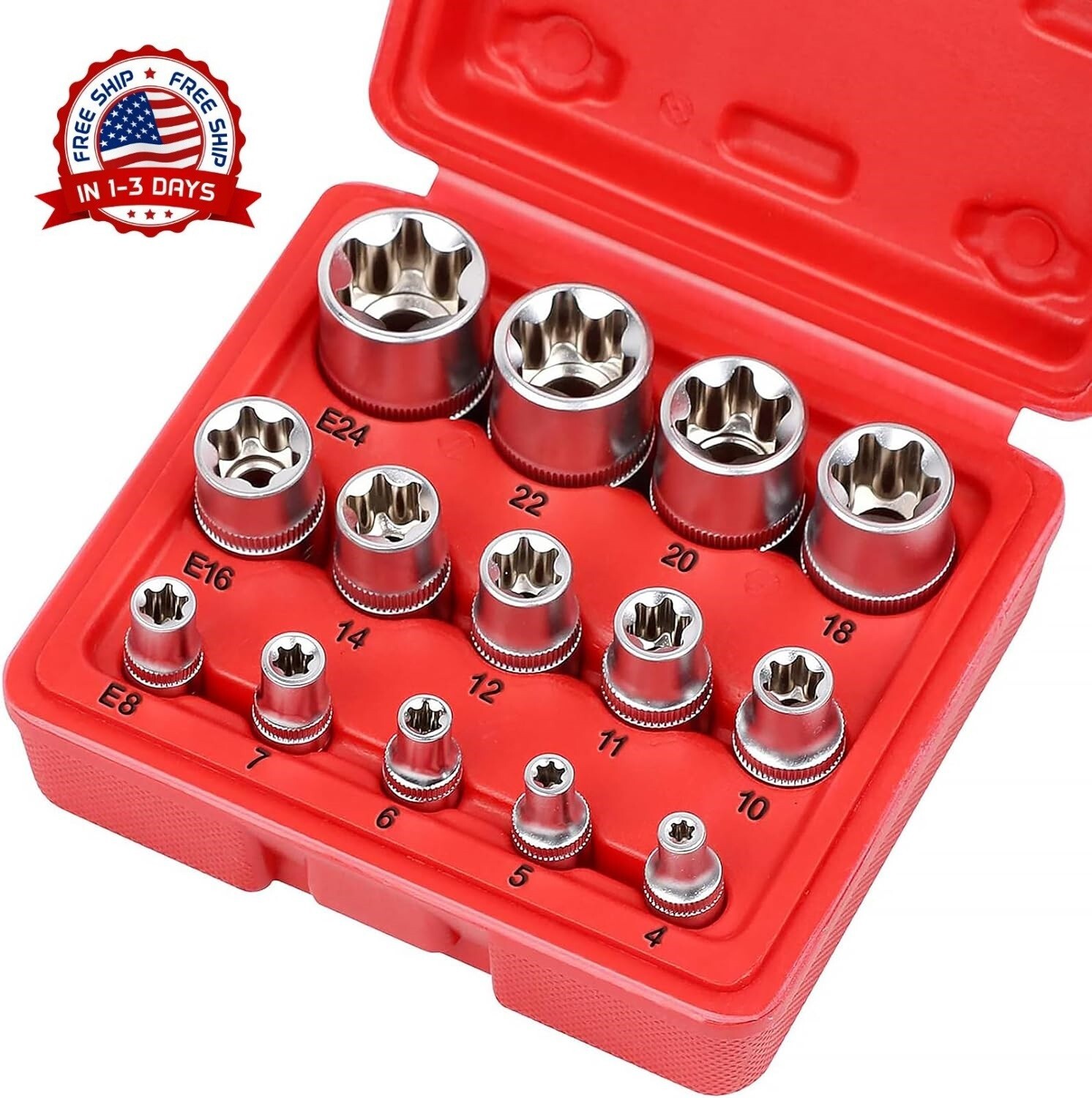 juego de llaves de vaso E-Torx 14 piezas con estuche herramientas enchufes tool