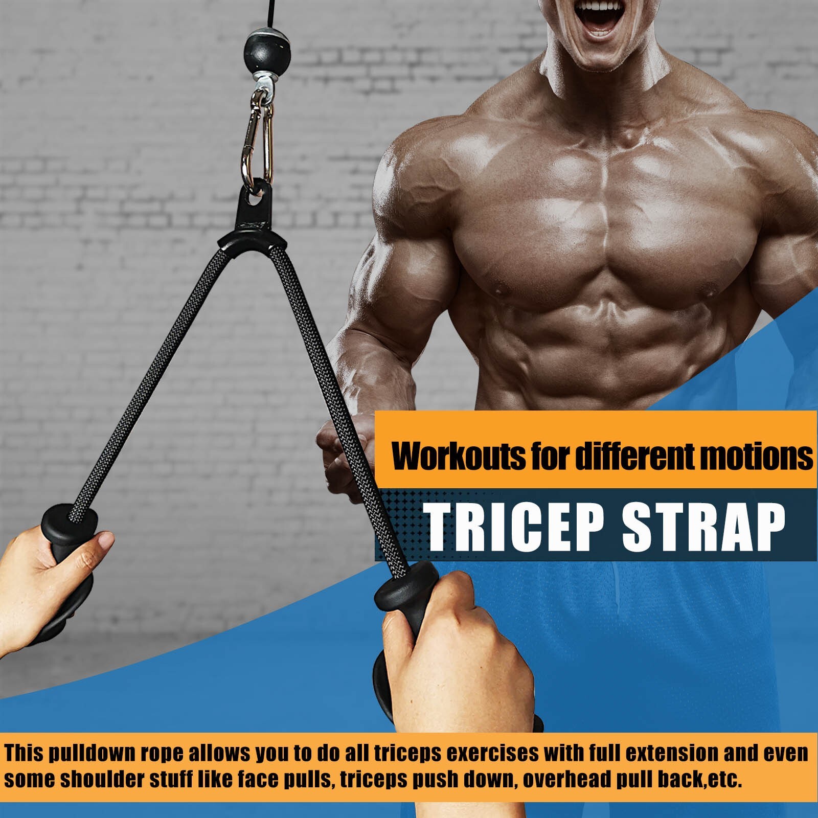 Upgraded 70cm/27" Extra Long Triceps Rope Pulldown Cable Attachments for Gym Bar