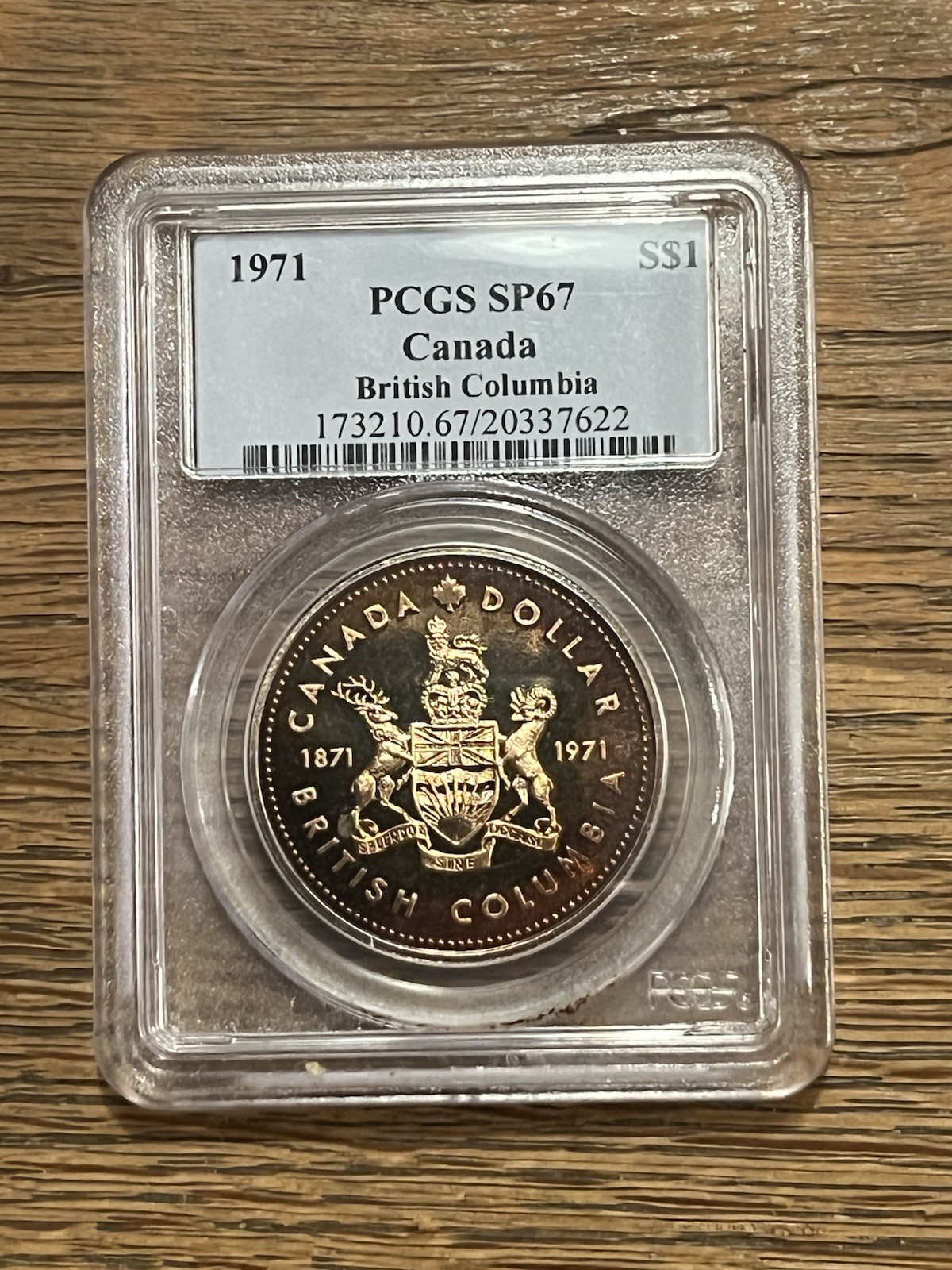 Canada 1971 1 Dollar British Columbia PCGS SP 67 Toned