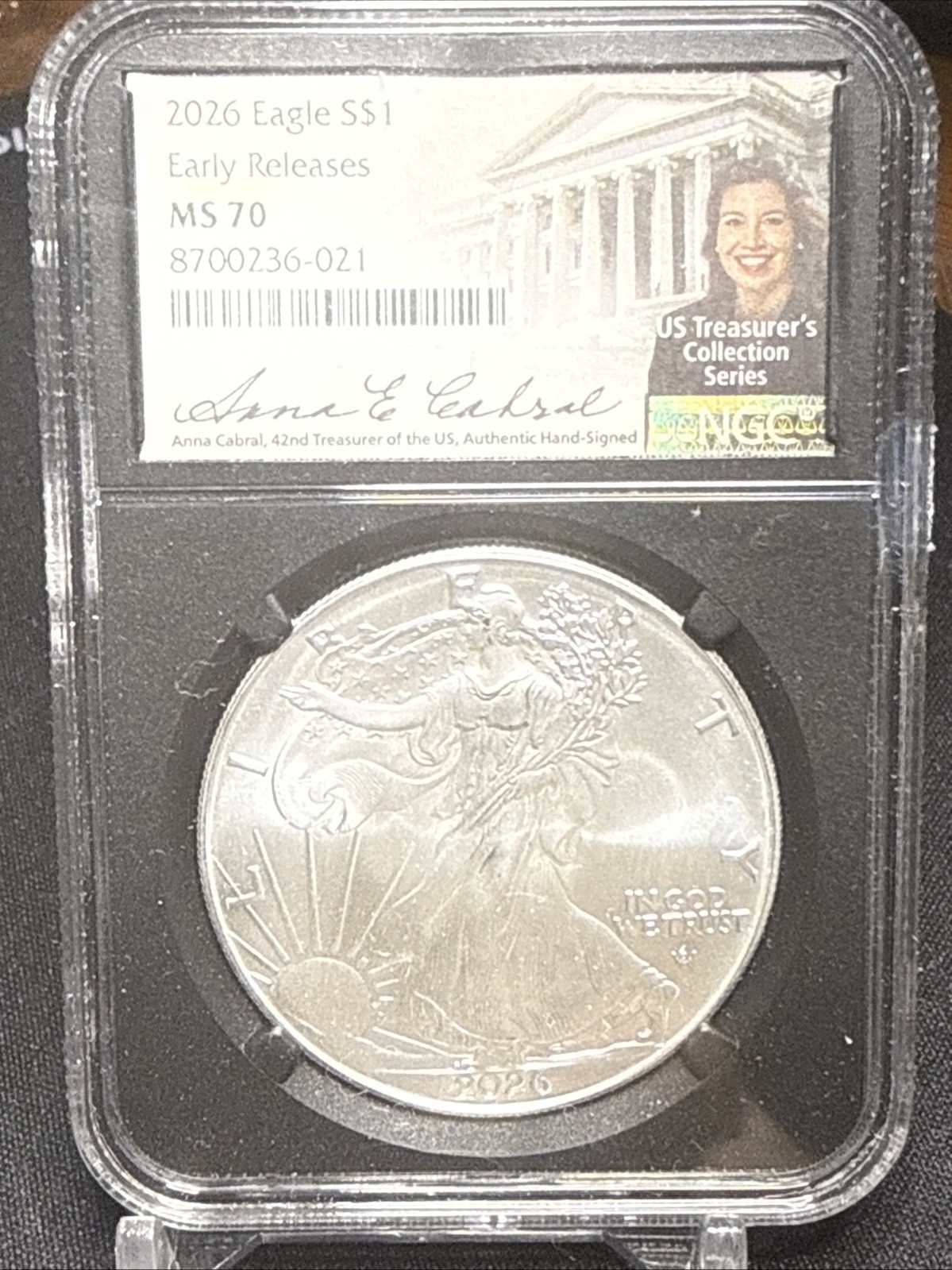 2026 Silver Eagle NGC MS70 Anna Cabral Signed