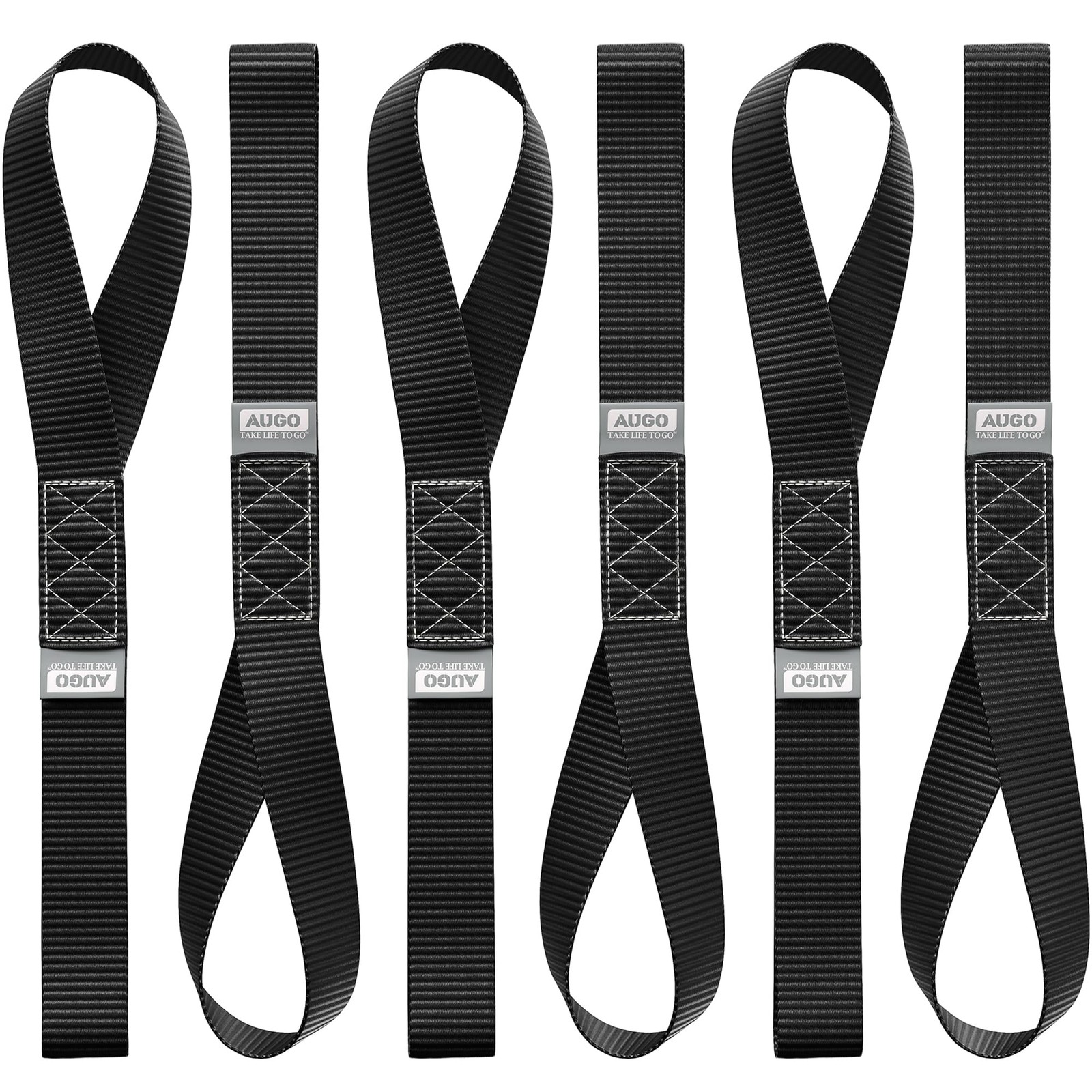 Heavy Duty Soft Loops –Pack of 6-1.5” x 17” Tie Down 17 Inch, Black