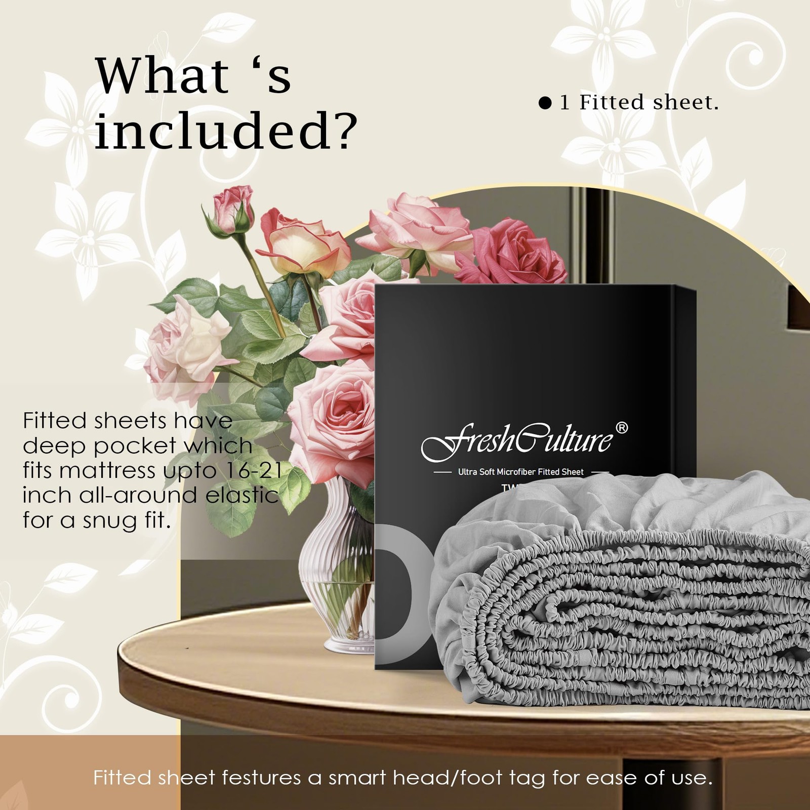 Light Grey Full Fitted Sheet Premium Hotel Quality Ultra Soft Microfiber Bed