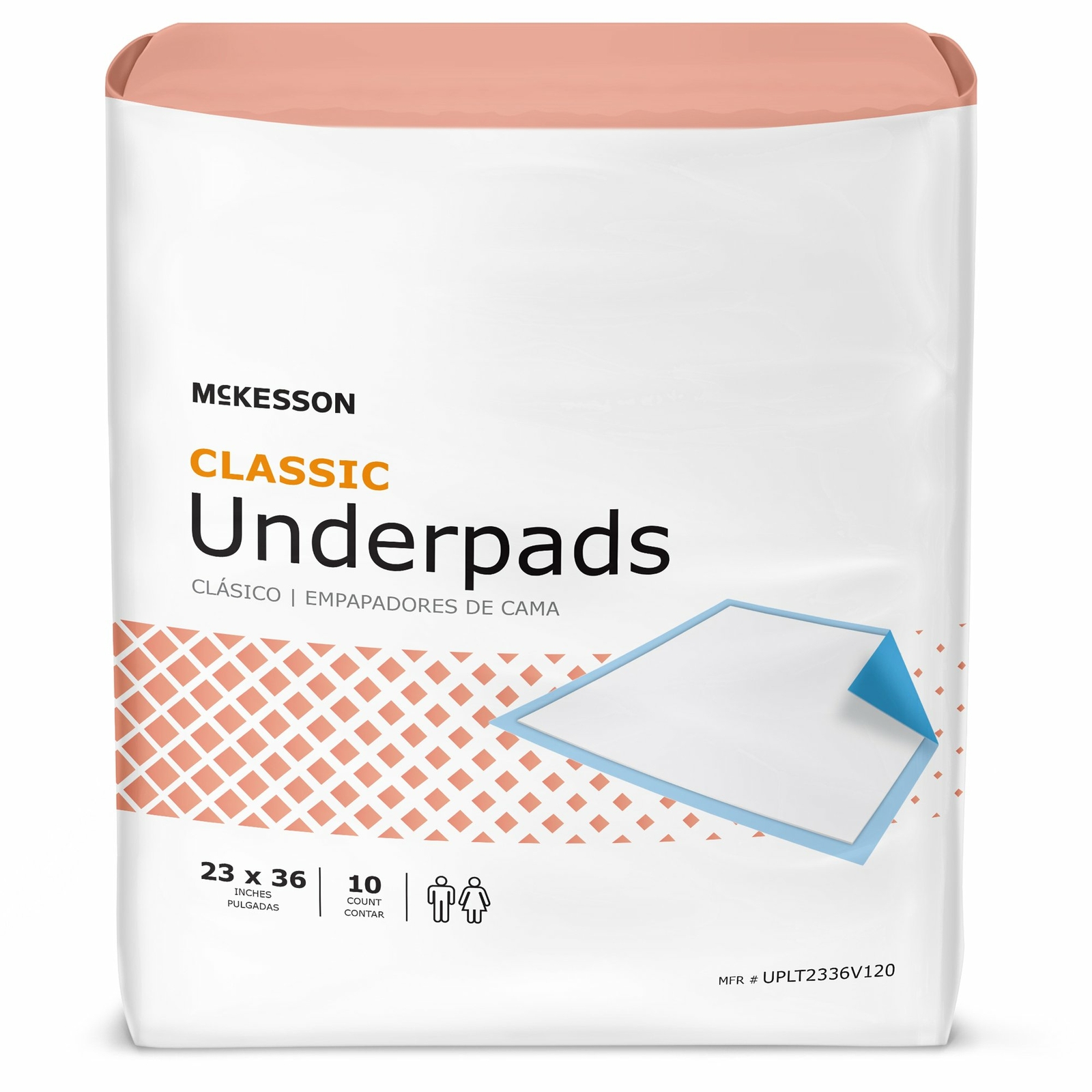 Underpad McKesson Lite 23 X 36 Inch Disposable Fluff Light Absorbency Bag of 10