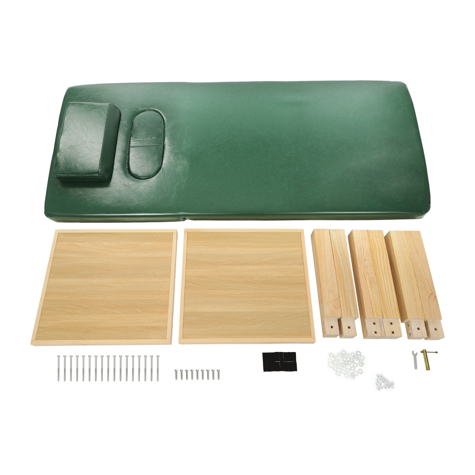 Massage Table 190 cm Solid Wood Sponge, PU Therapy Bed Massage Bed w/ Pillow