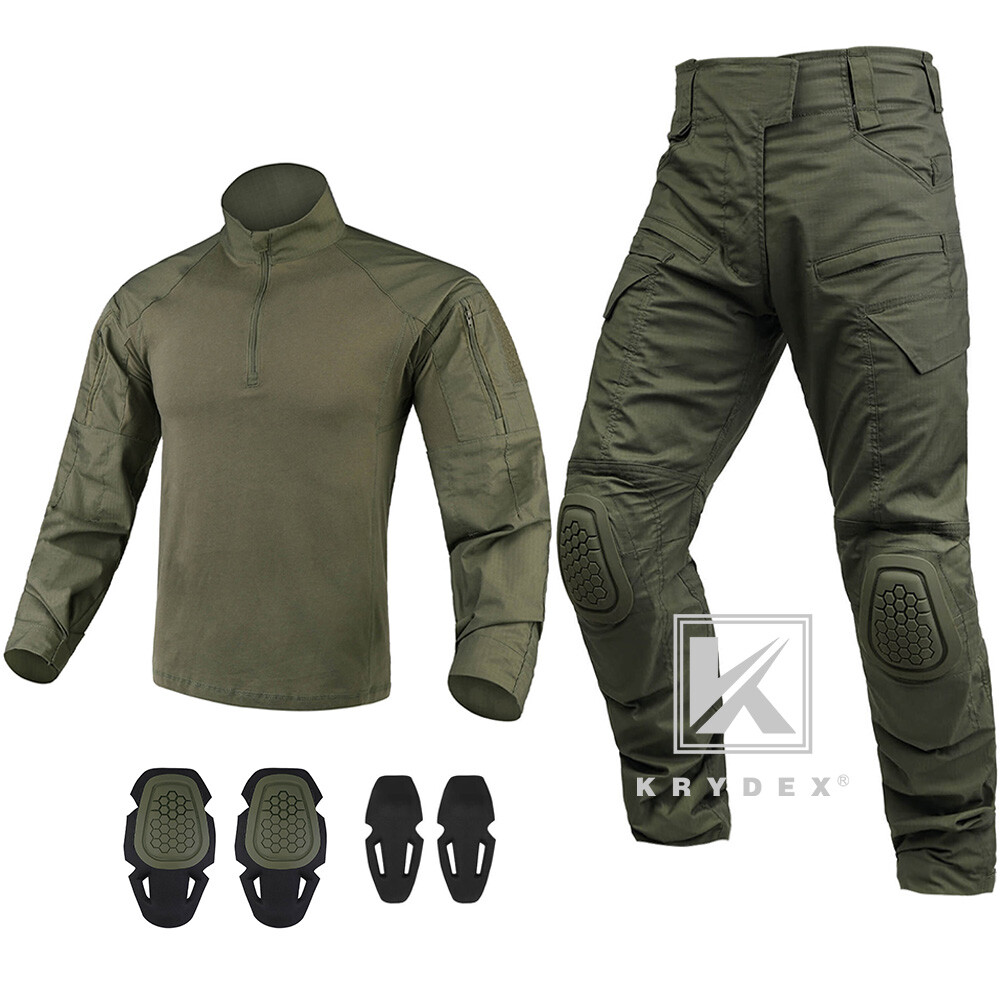 KRYDEX Gen4 Combat Uniform Tactical BDU Shirts & Pants Elbow / Knee Pads Green
