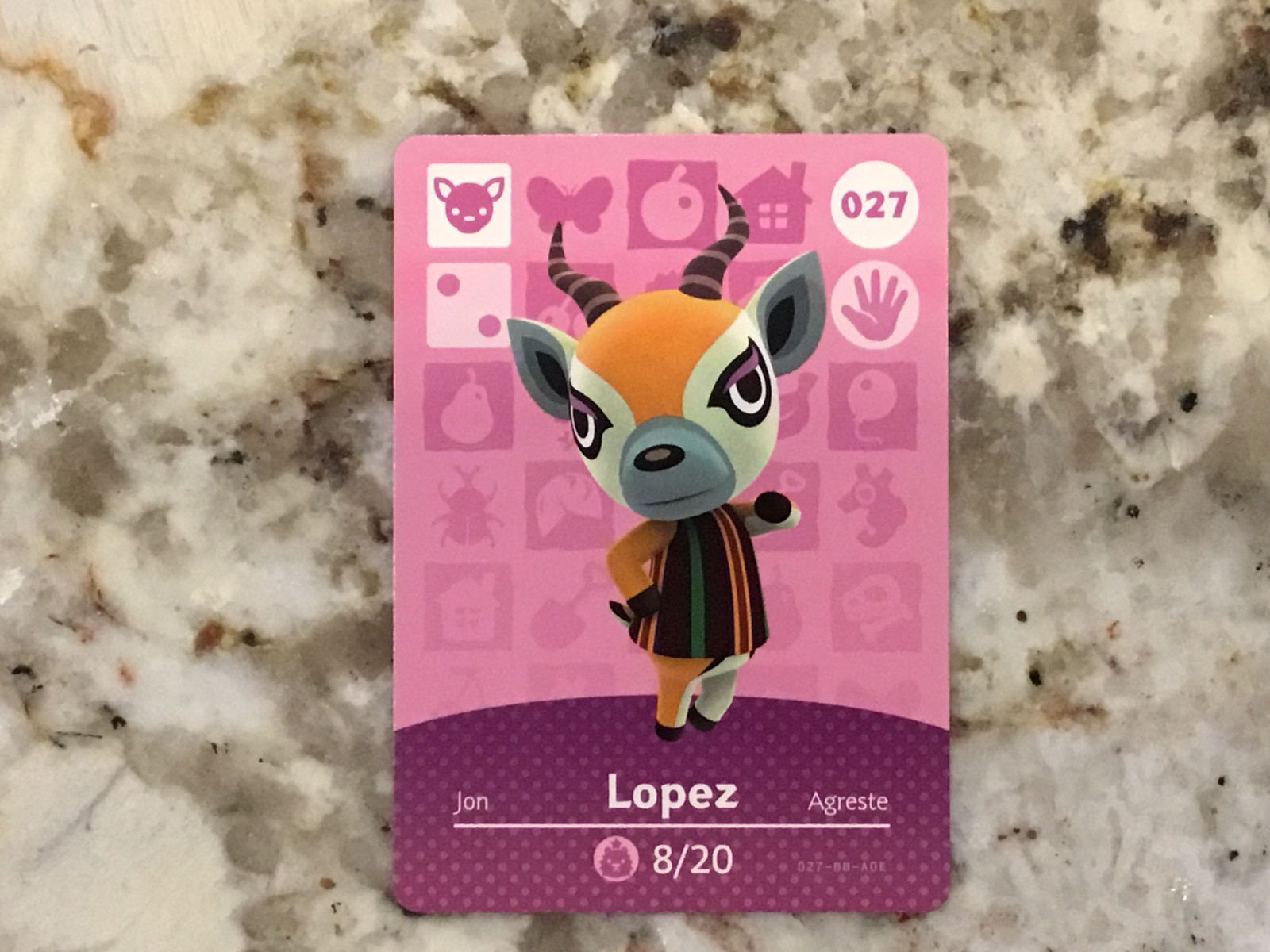 LOPEZ 027 Animal Crossing Amiibo Authentic Nintendo Mint Card From Series 1