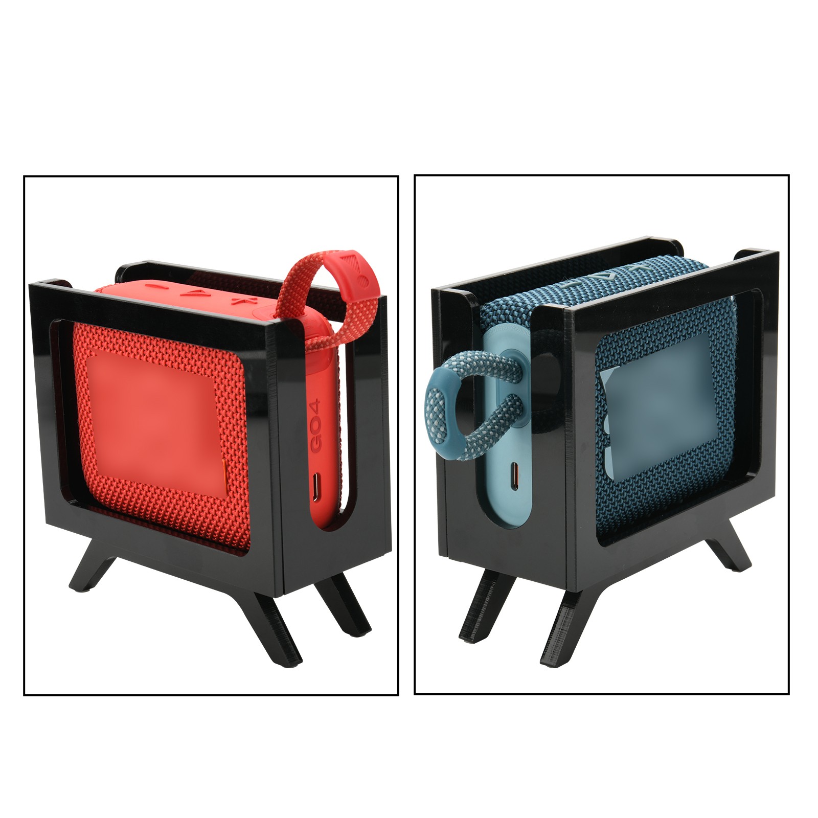 Acrylic Retro TV Desktop Mount Stand Bracket for JBL GO3 GO4 Bluetooth Speaker