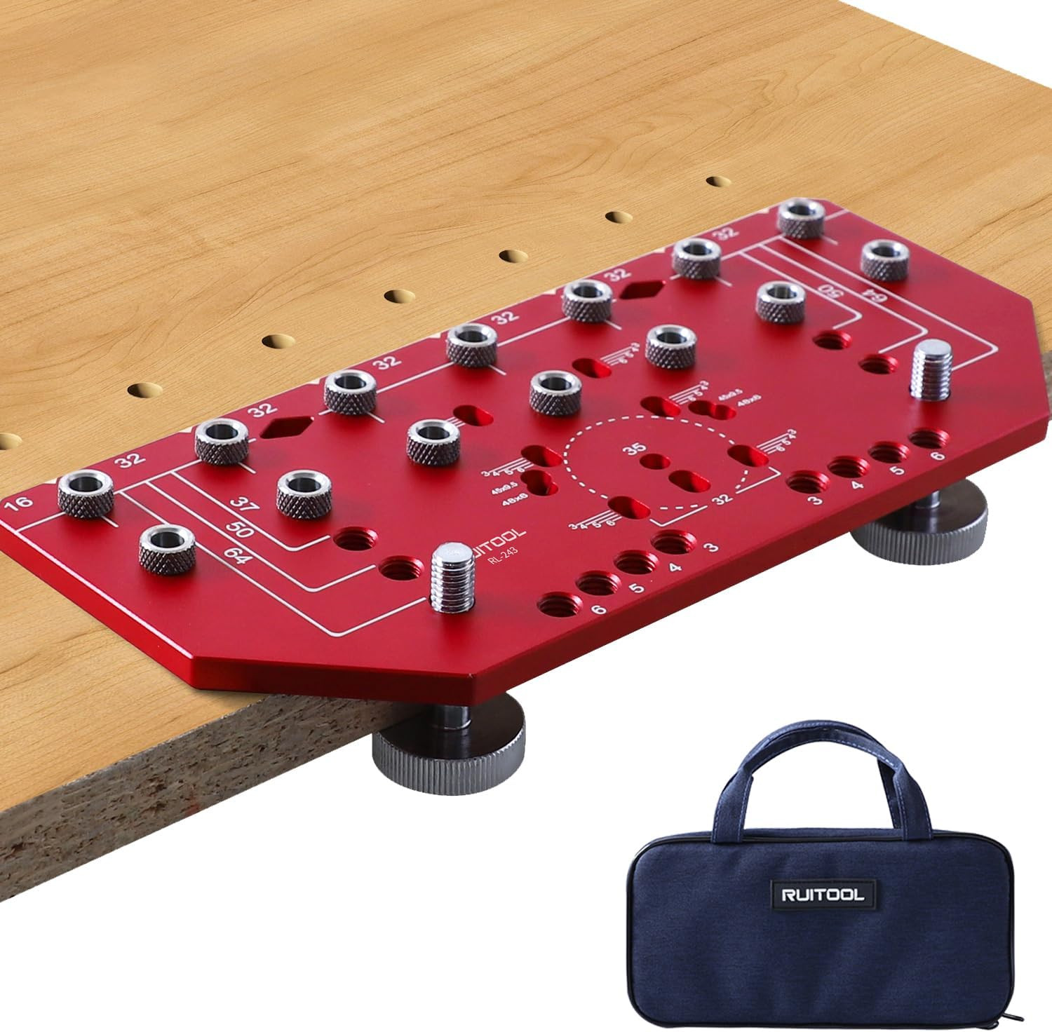 7-Hole Shelf Pin Jig, 2-In-1 Shelf Pin Drilling Jig and Hinge Guide | Shelf Jig,