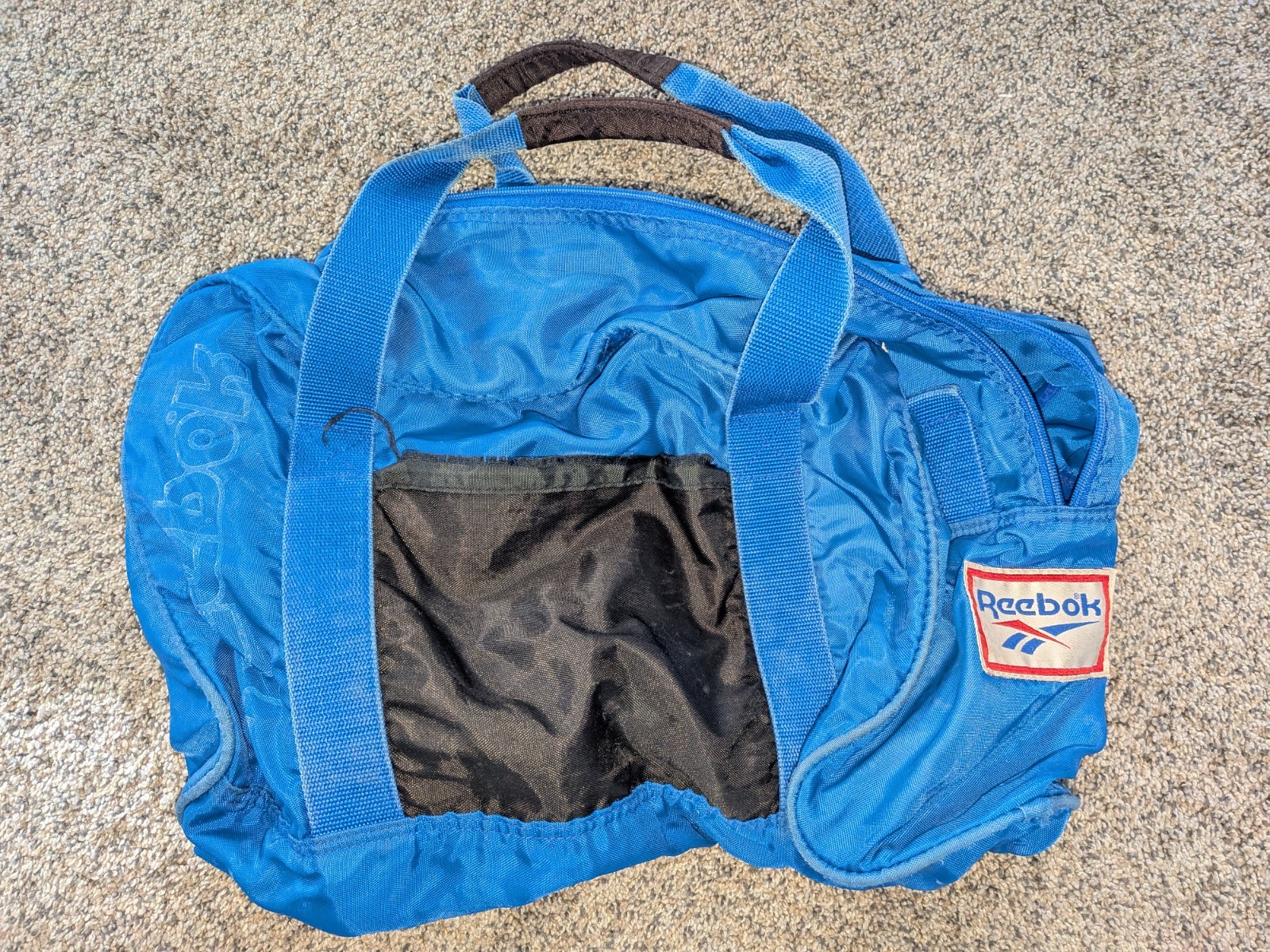 Vintage Reebok Blue Duffle Bag Portable Travel Suitcase Gym Athletic Sports Tote