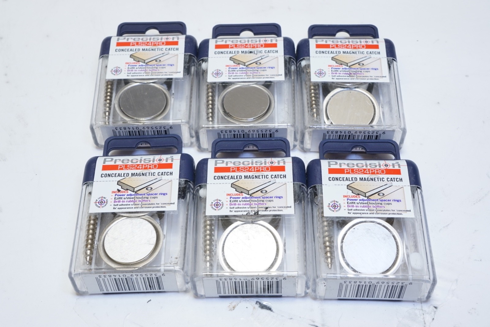 New Lot of 6 Precision Lock PLS-24 PRO Concealed Magnetic Catch Silver ShipsFREE