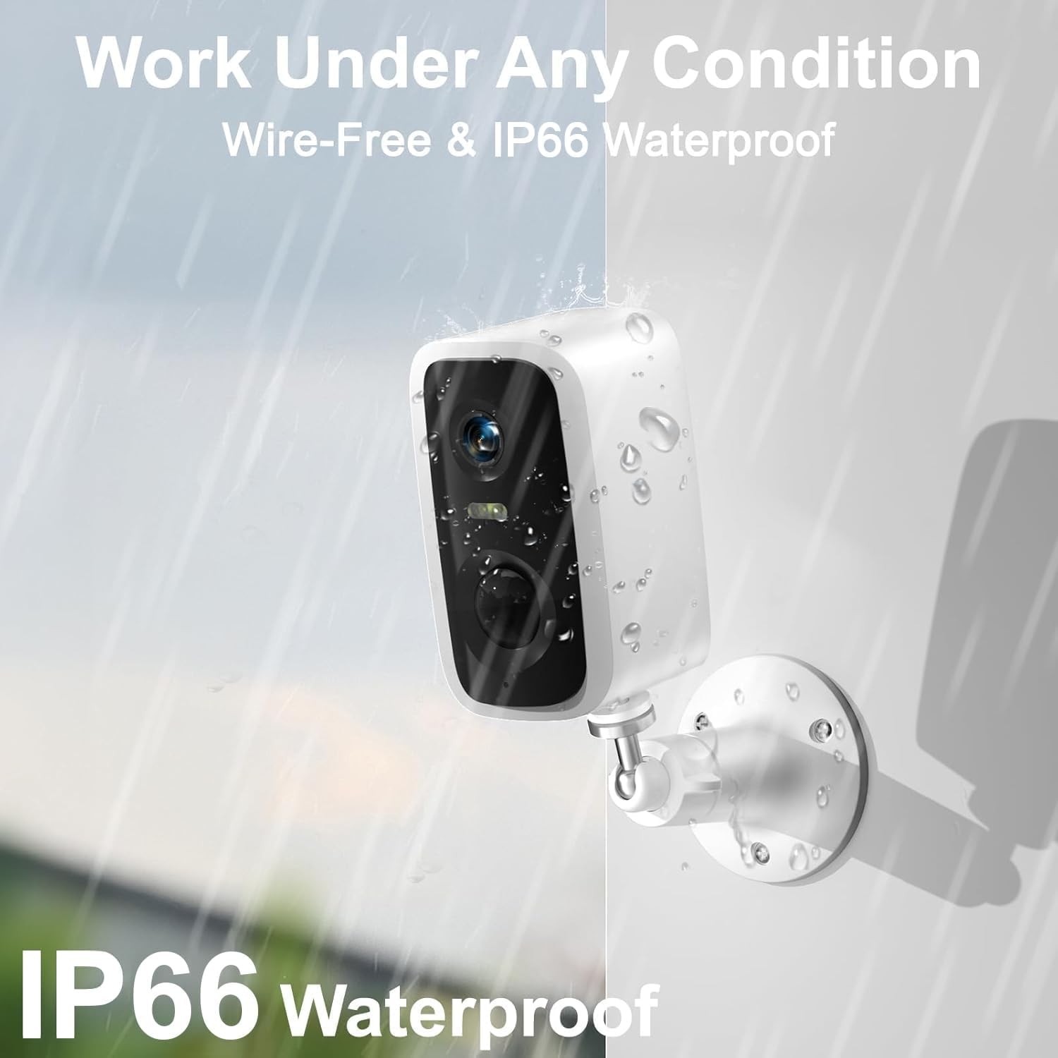 Wireless Outdoor Security Camera 2K Battery-Powered Camera 3MP Home Security Cam