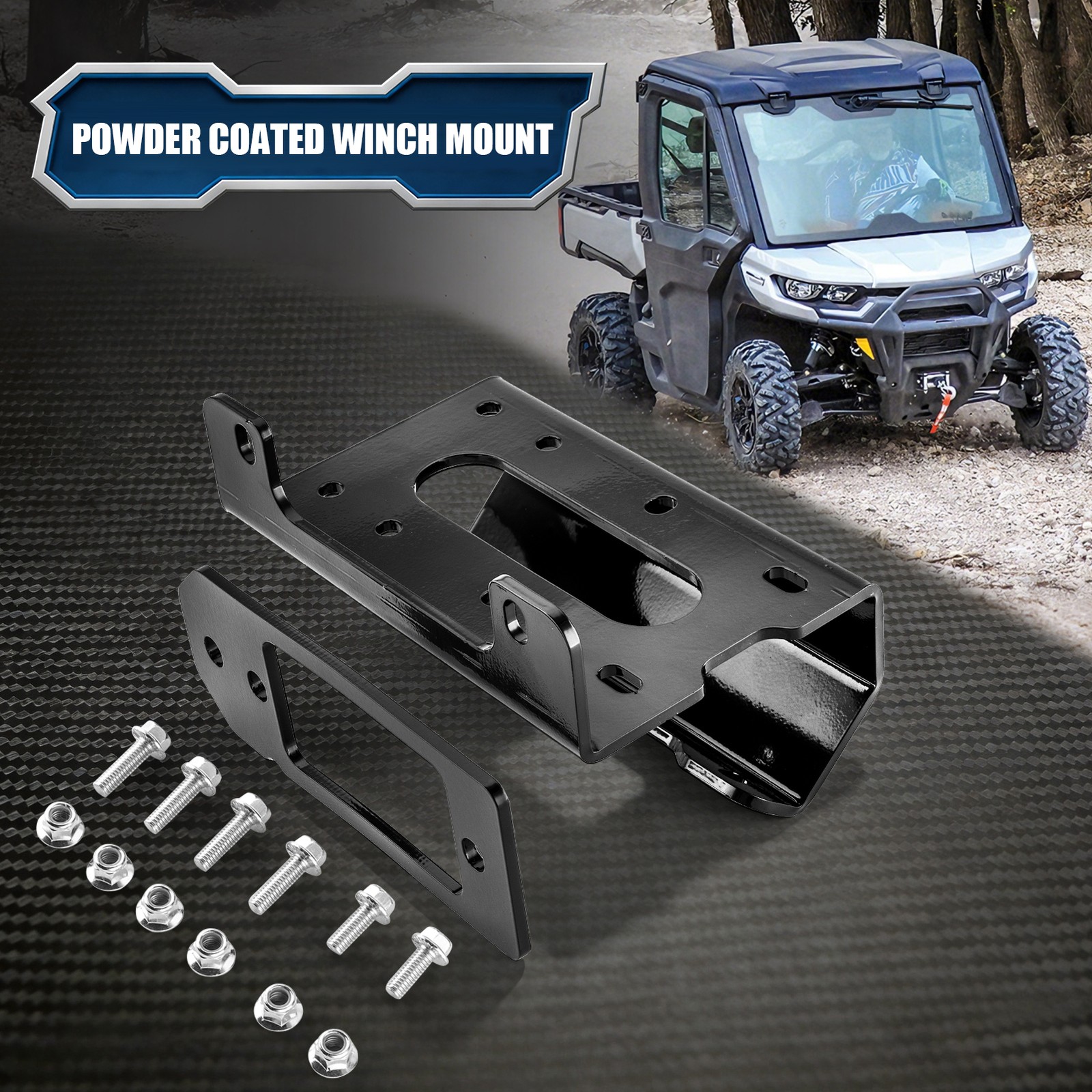 Black Powder Coated Winch Mounting Bracket Kit For Can am Defender 2016-2026