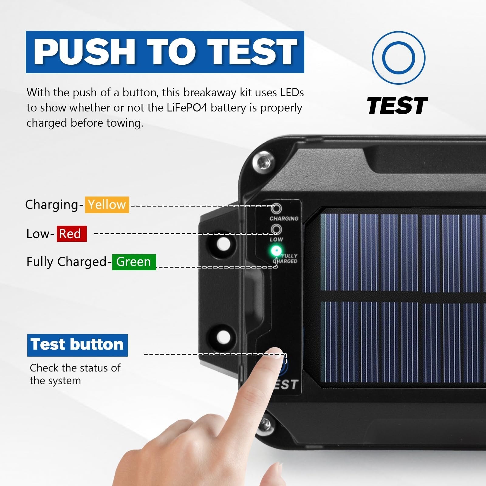 ATEM POWER Solar Trailer Brake Controller Kit 12V with Built-in Solar Panel