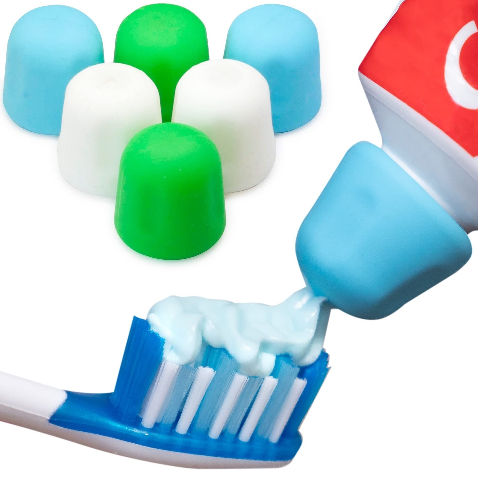 6 Pk Silicone Toothpaste Cap Reusable Self Closing Toothpaste Squeezer Dispenser
