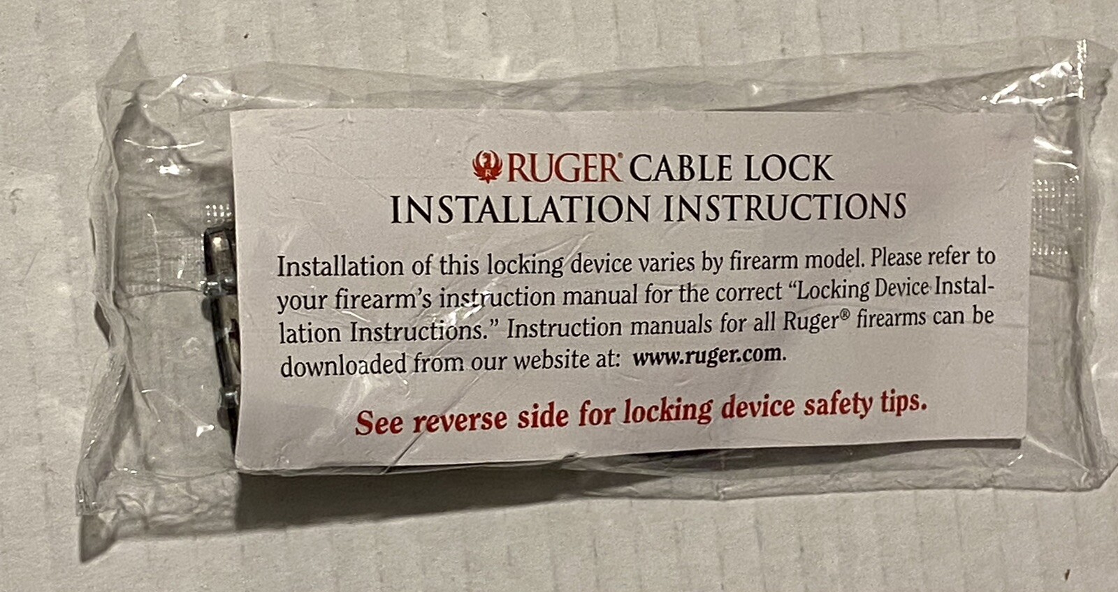 Ruger Cable Lock Safety Device R11SC3 with 2 Keys