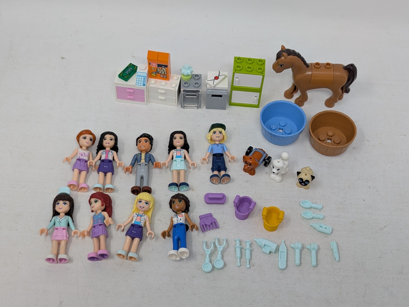 LEGO Friends Animal Hospital, Vet, Horse, Dog Minifigures, & Accessories Lot