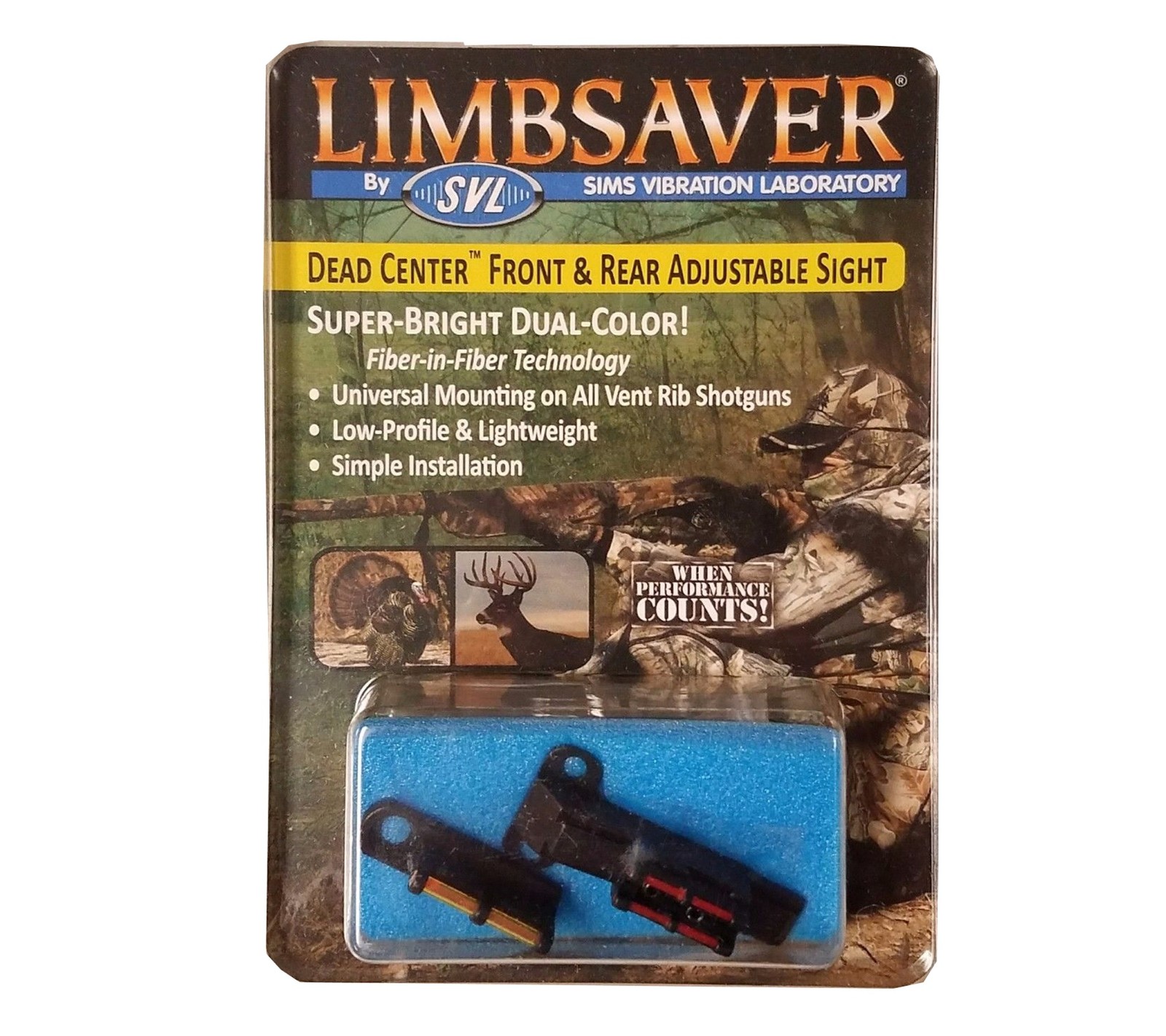 Limbsaver Dead Center Front & Rear RED/YELLOW FIBER Adjustable Sight #12236
