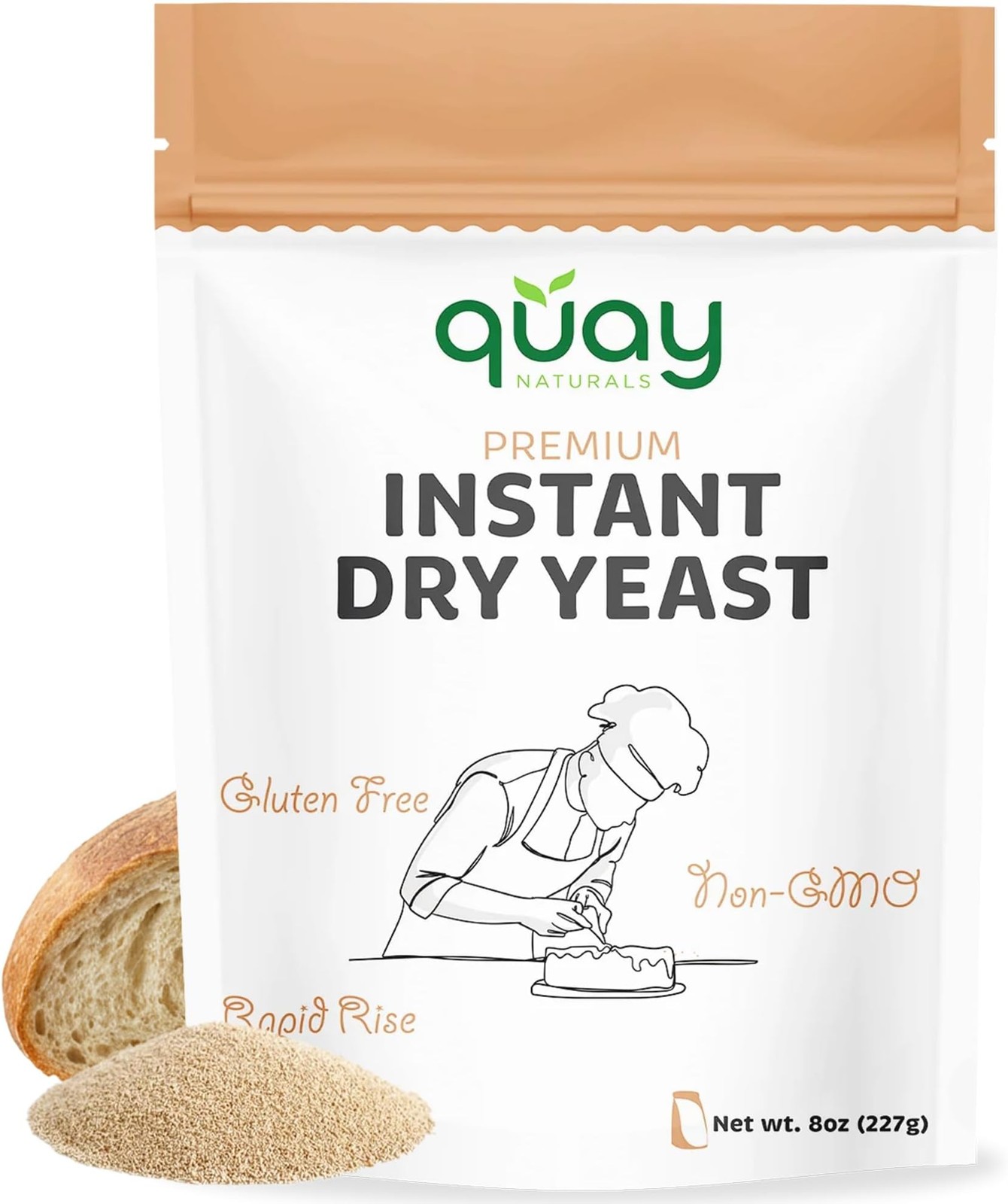 Quay Naturals Instant Dry Yeast 8 oz | Fast-Acting, No Proofing Needed | Idea...