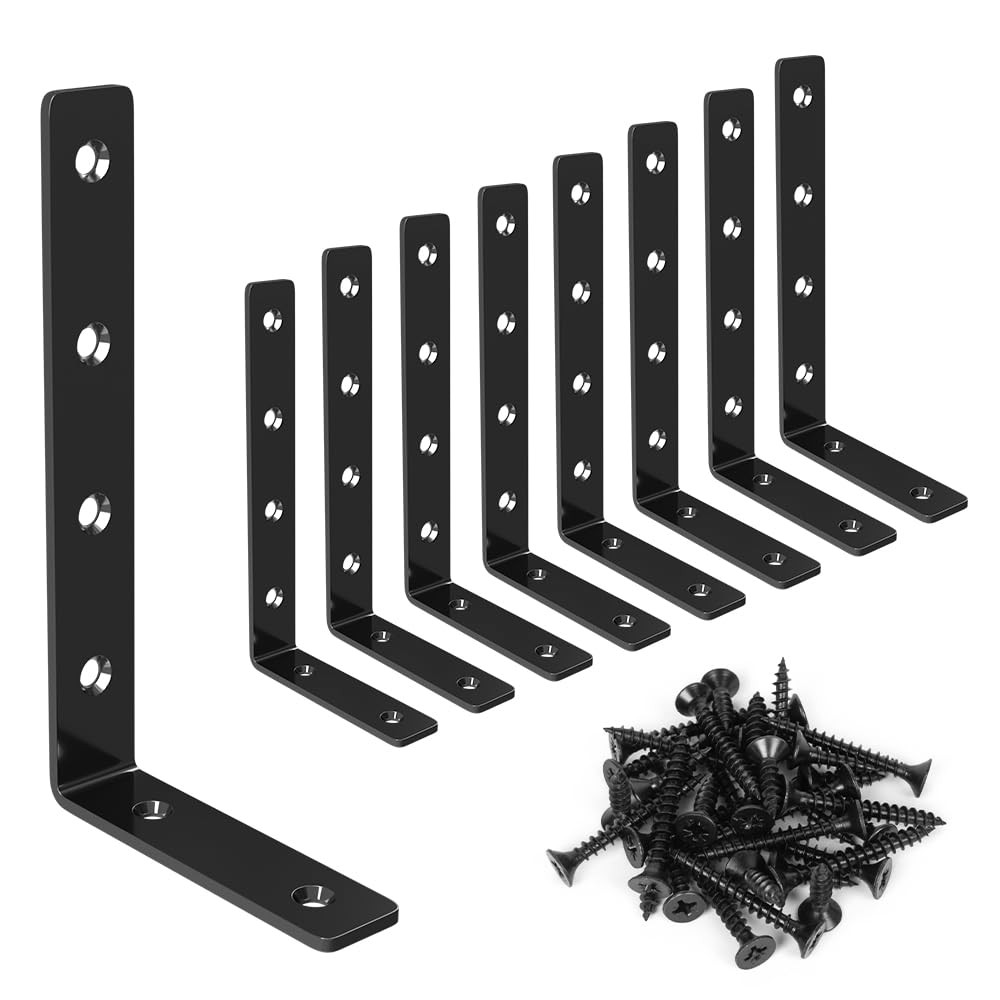 4 or 8 Shelf Bracket, 5" x 3" L Brackets for Shelves, Heavy Duty Stainless Steel