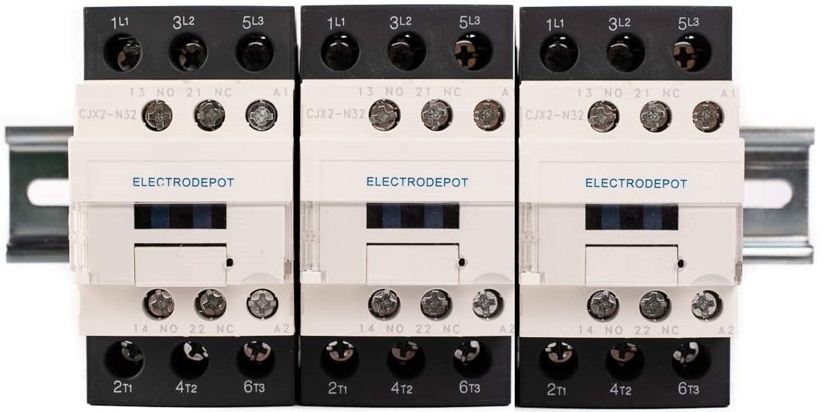 9 Pole Contactor 40A 30A, w Auxilary Contact 120V Coil 3 Phase 32A, 50A DIN Rail