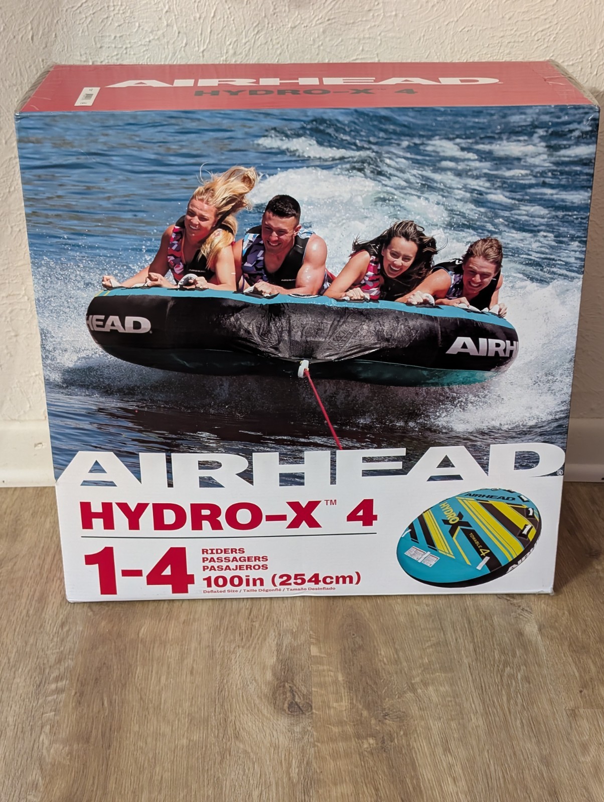 AIRHEAD HYDRO-X 4 Inflatable Towable Tube For 1-4 Riders Family Size 680lb NEW