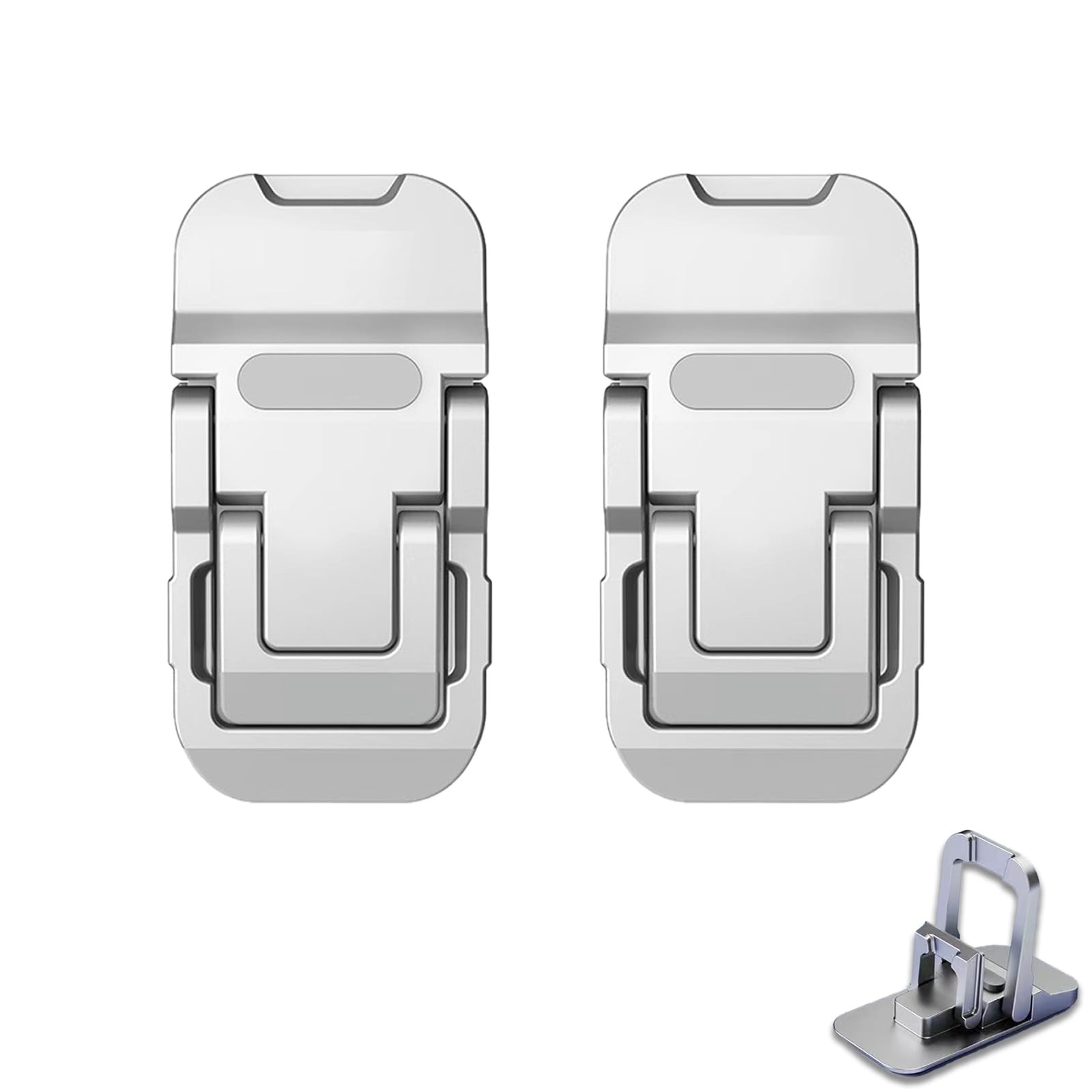 2 PCS Alloy Foldable Keyboard Riser Dual Tilt Angle Adjustable Lift Silver