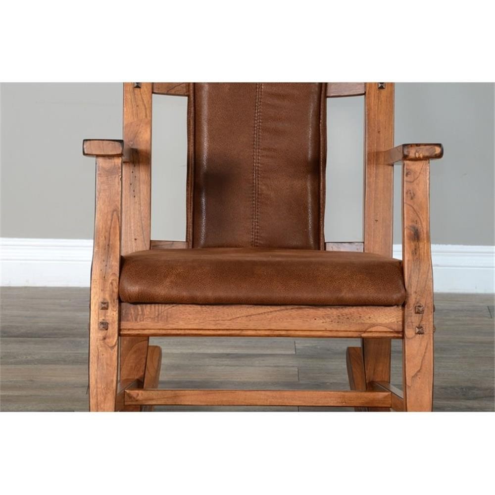 Pemberly Row Set of 2 Farmhouse Mindi Wood Rocking Chair in Rustic Oak