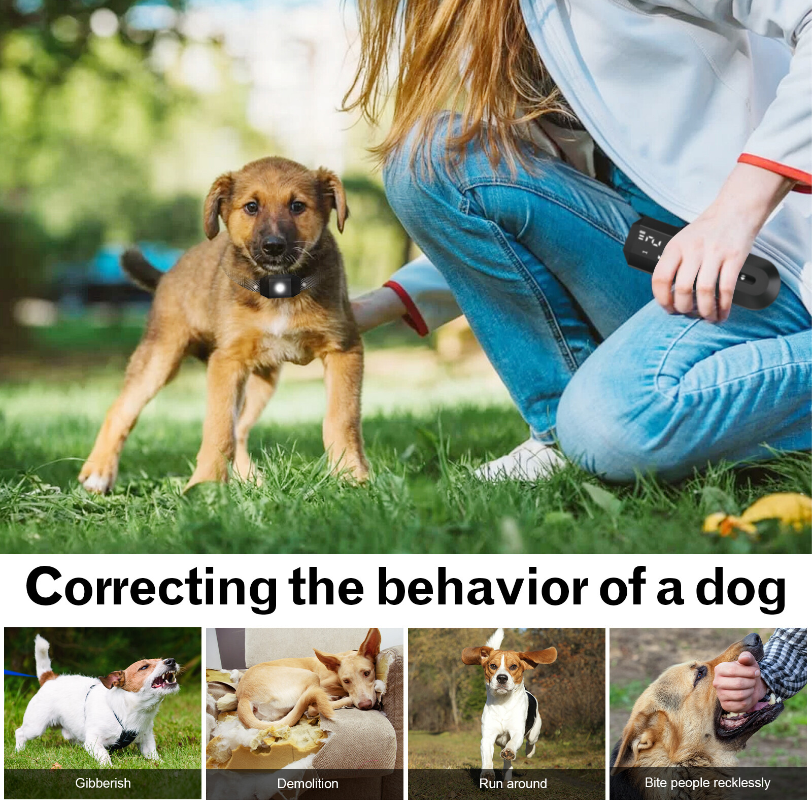 3000 FT Dog Shock Vibration Training Collar Rechargeable Waterproof Pet Trainer