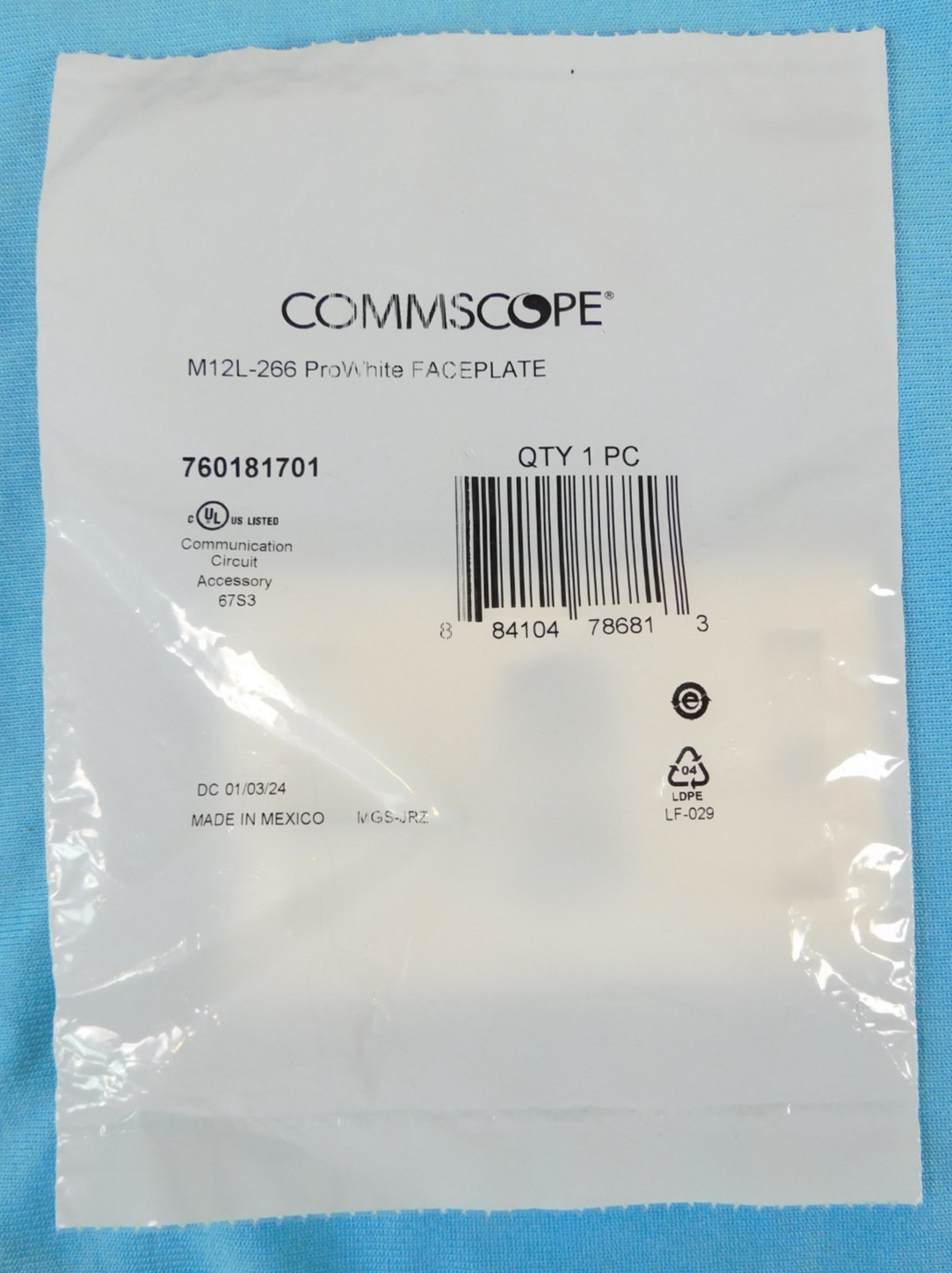 760181701 M12L-266 2-Port CommScope ProWhite M-Series Faceplate - QUANTITY OF 2