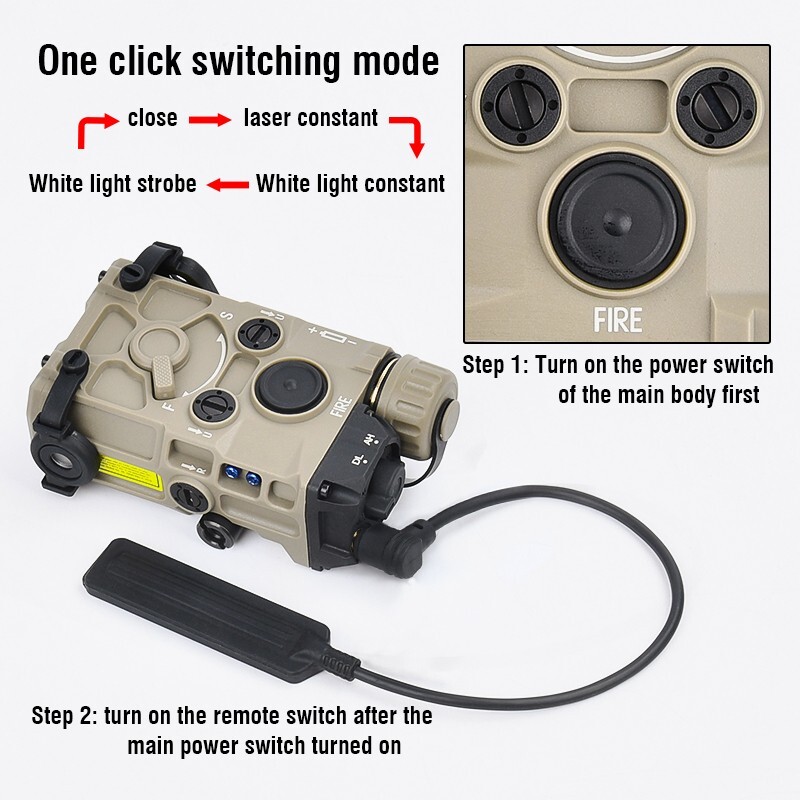 WADSN Tactical OGL On gun Laser Red Green Dot Aiming Flashlight White Strobe