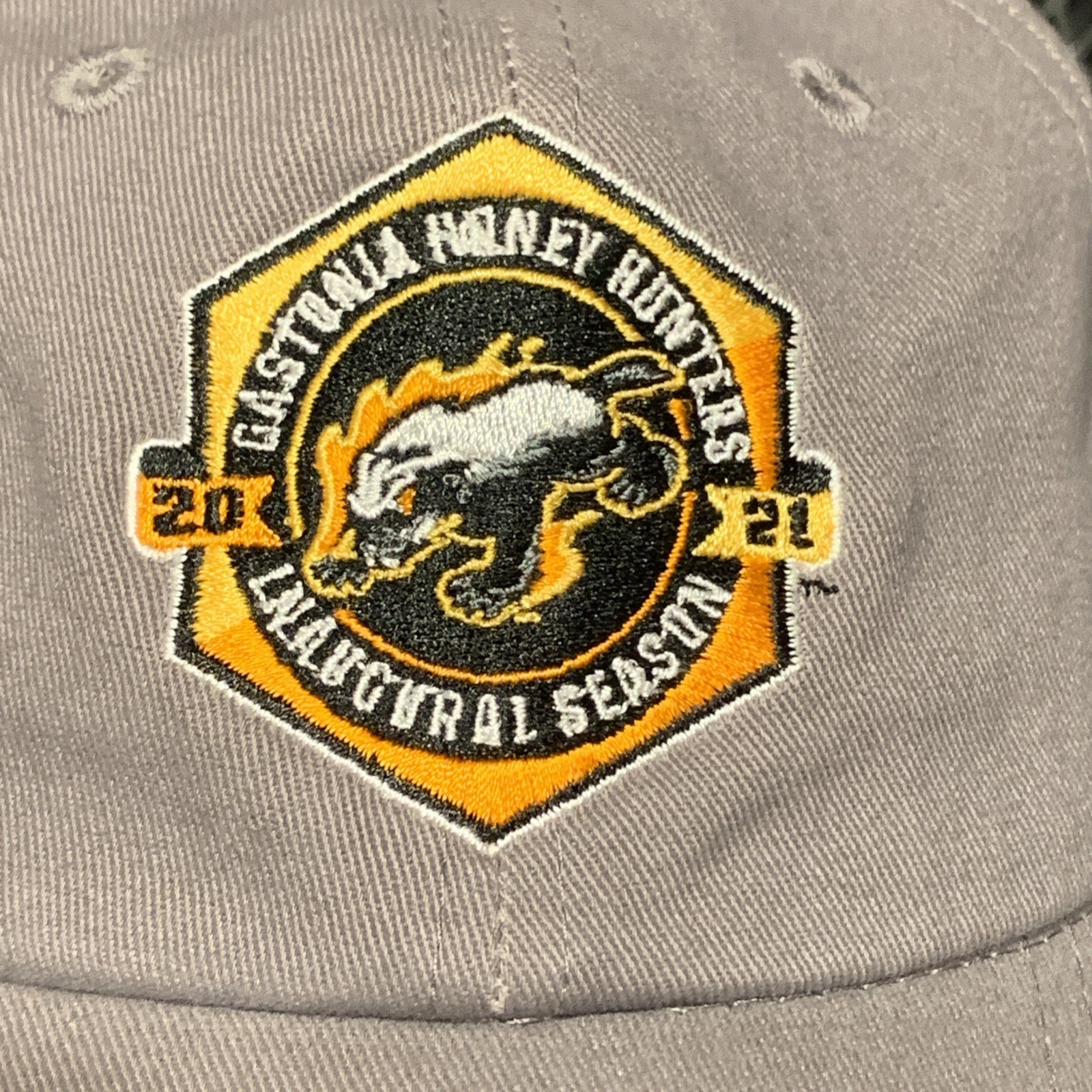 Gastonia NC Inaugural 2021 Honey Hunters Minor League Baseball Hat Cap Gray