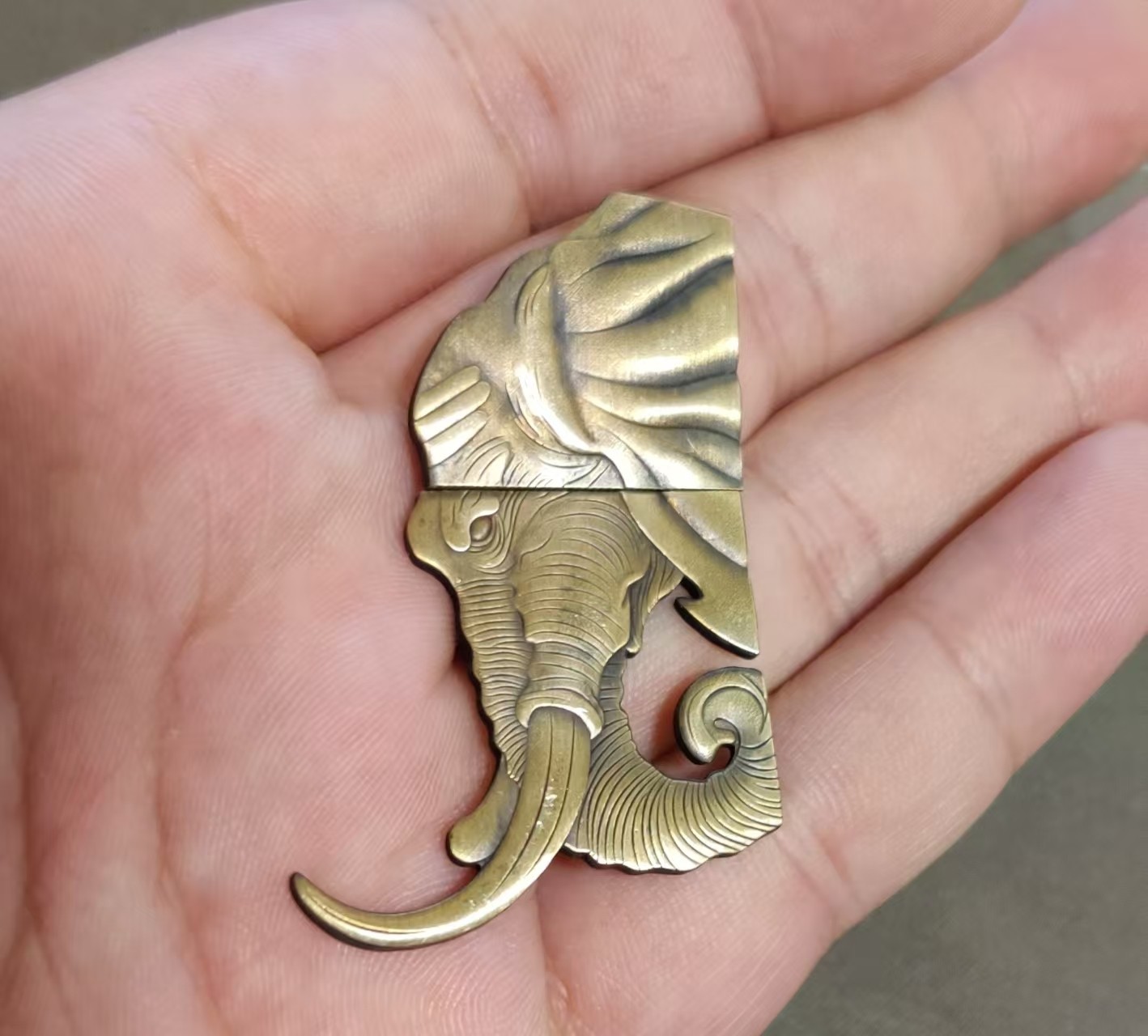 1 piece Brass Elephant statue sticker Lighter DIY Accessory