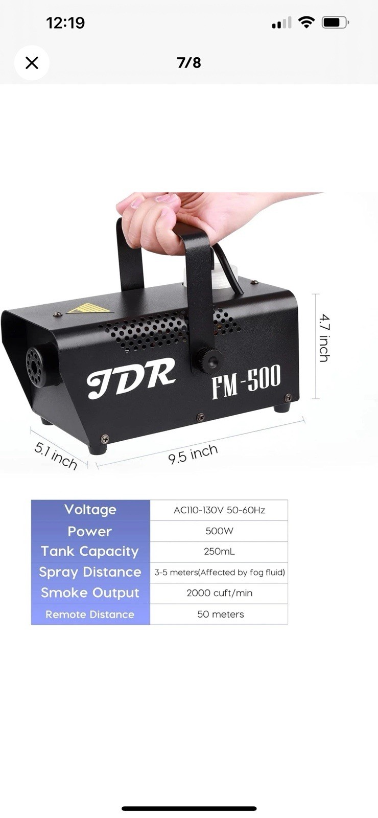 Fog Machine JDR Mini 500W Smoke Machine with Auto Mode and Wireless Remote Co...