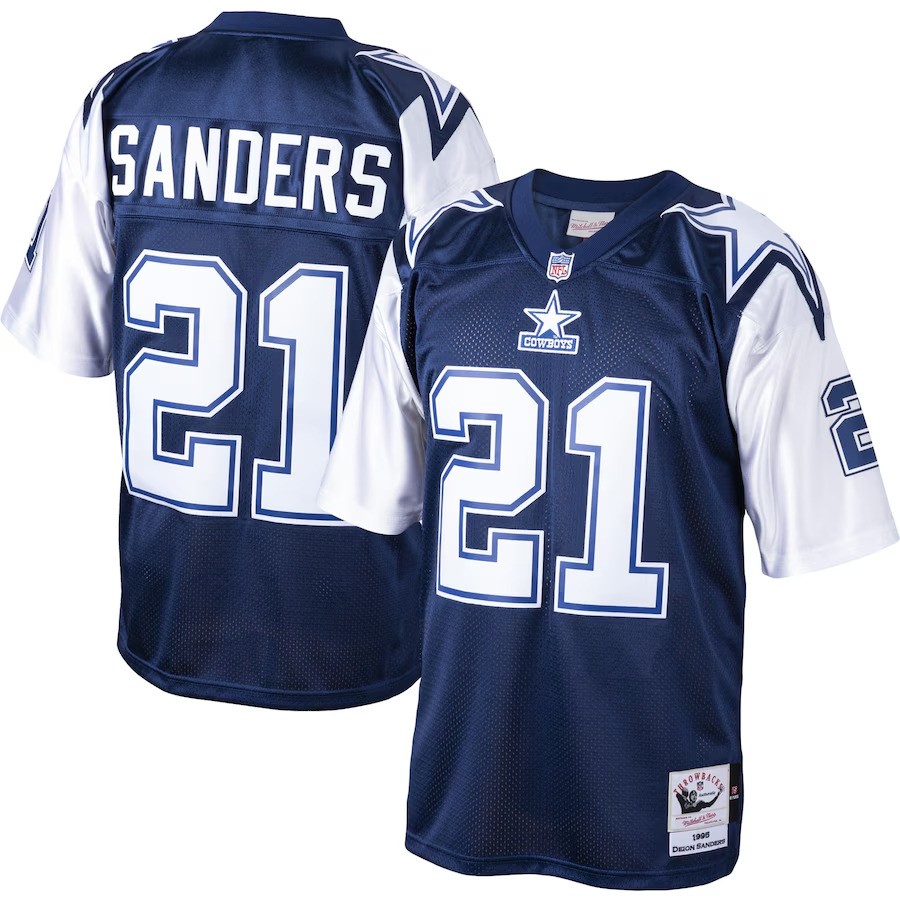 Men's #21 Deion Sanders Navy 1995 Authentic Throwback Retired Player Jersey