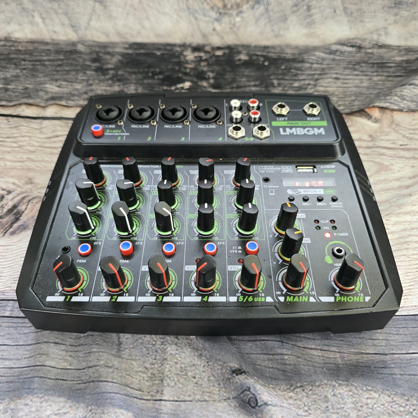 6 Channel Audio Mixer Mixing Console Led Screen USB Powered Podcast Music Mic