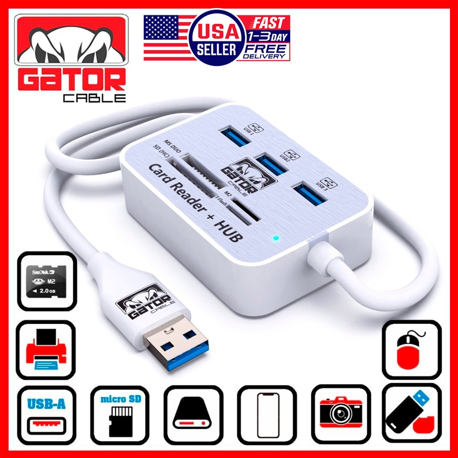 USB 3.0 Card Reader USB HUB 3 Multi Port Memory MS Micro SD M2 TF Slot Adapter