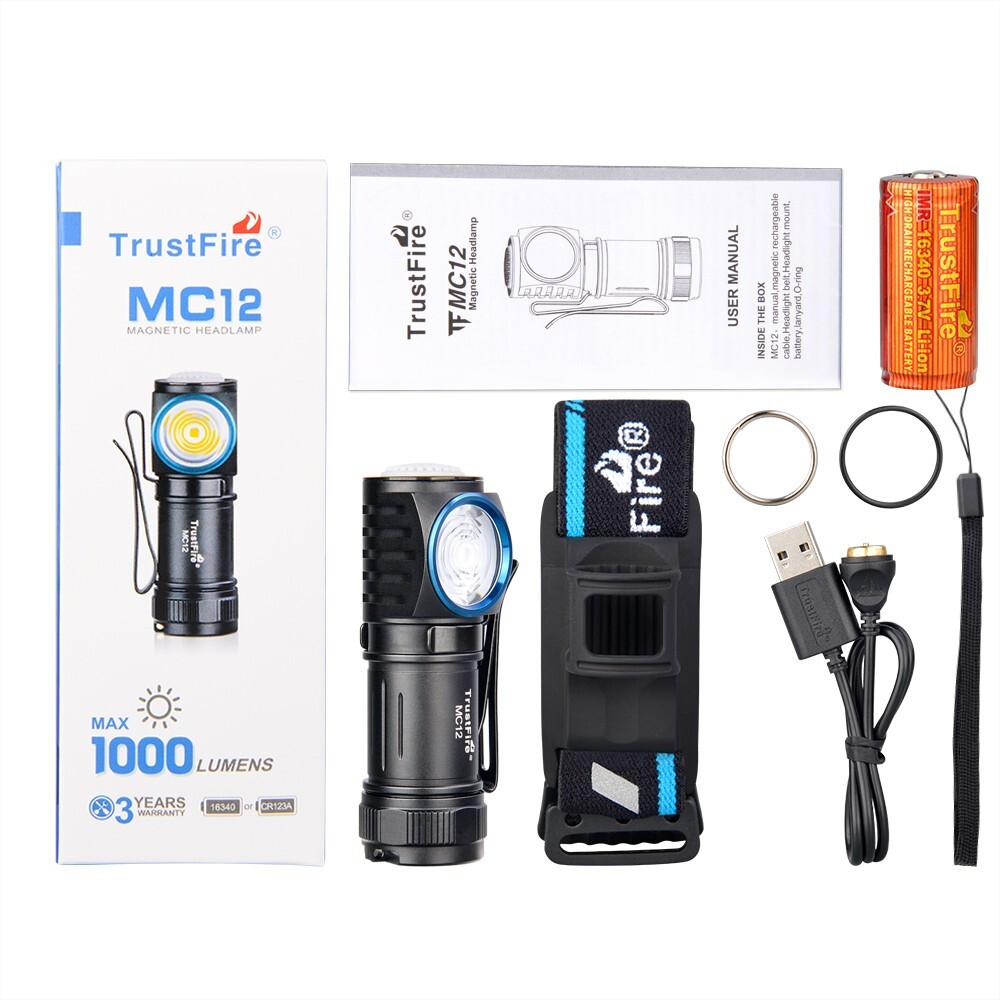 TrustFire LED Headlamp Rechargeable 1000 Lumen Waterproof Headlight MC12