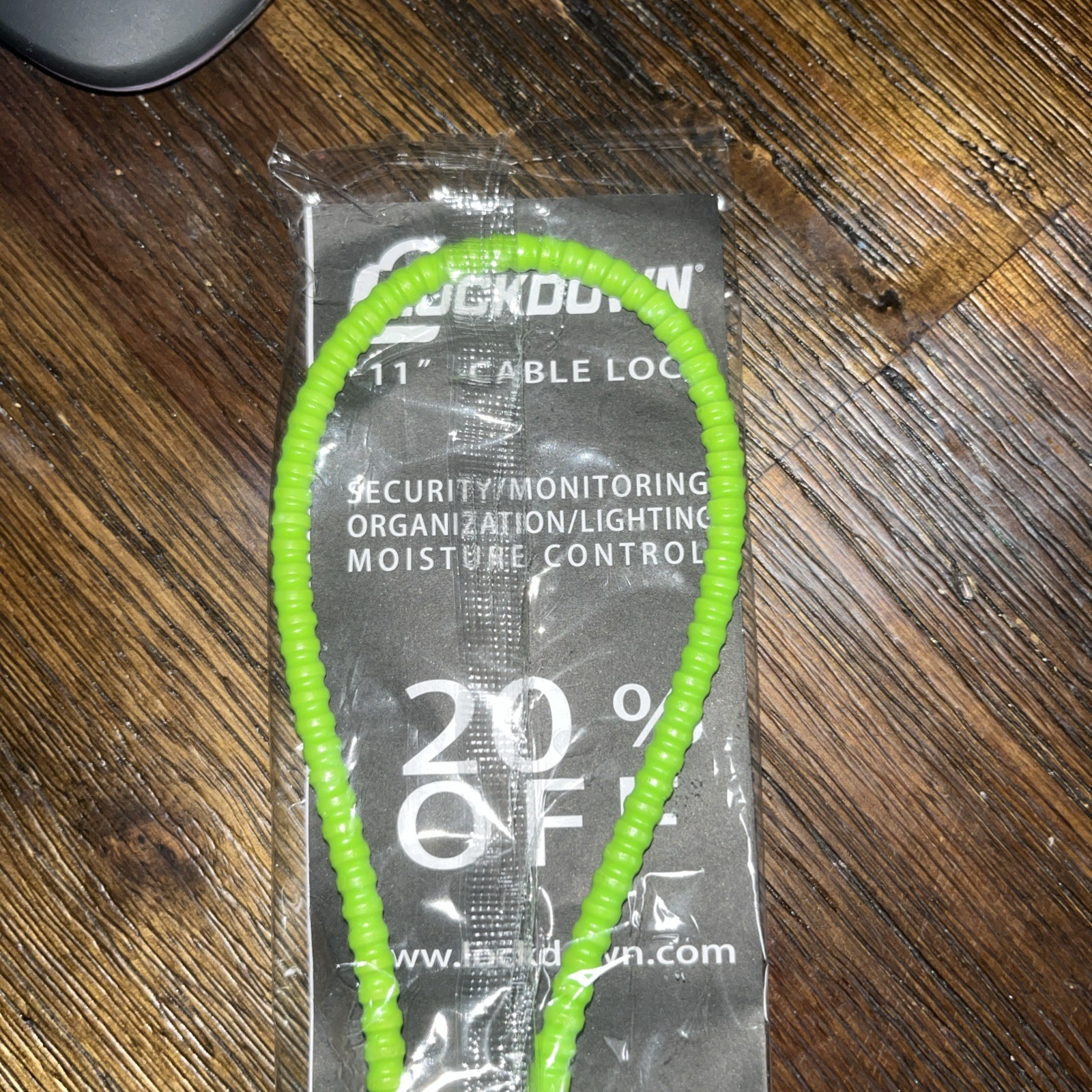 Lockdown 11" Cable Lock Re-Enforced Non-marring Sheathing 2-keys Lime Green