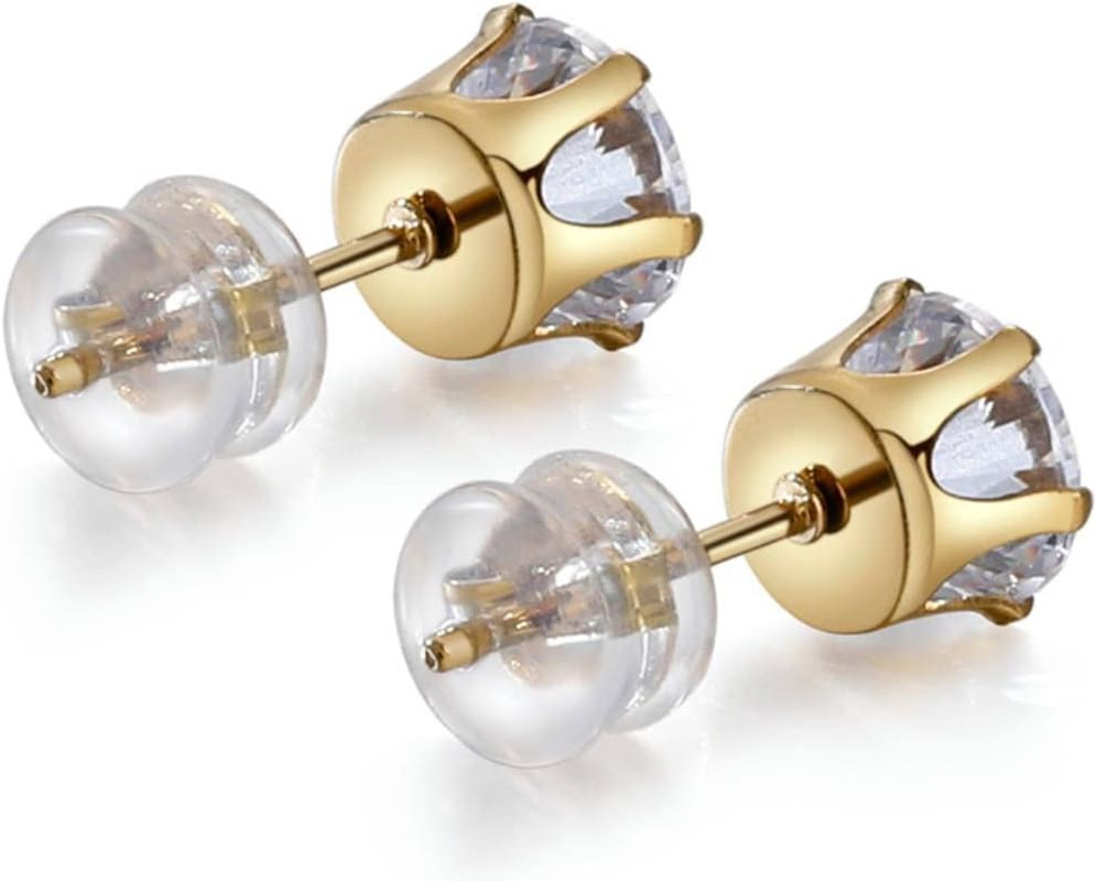 Earring Backs for Droopy Ears, 18K Gold Silicone Earring Backs for Studs Heavy E