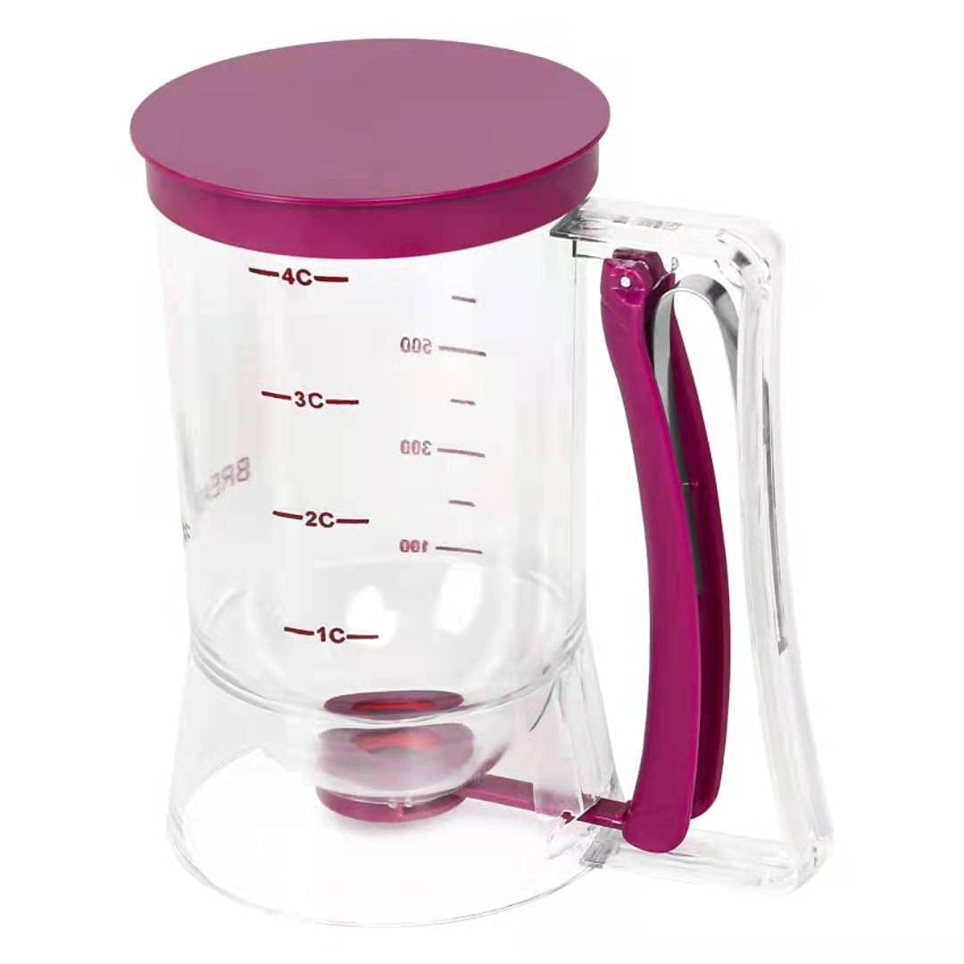 Baking Batter Measuring Cup, Cream Separator with Dispenser Handle, Purple