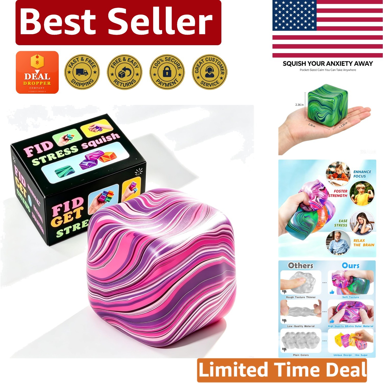 Colorful Ice Cube Fidget Balls - Perfect Stress Relief for Autism & Anxiety