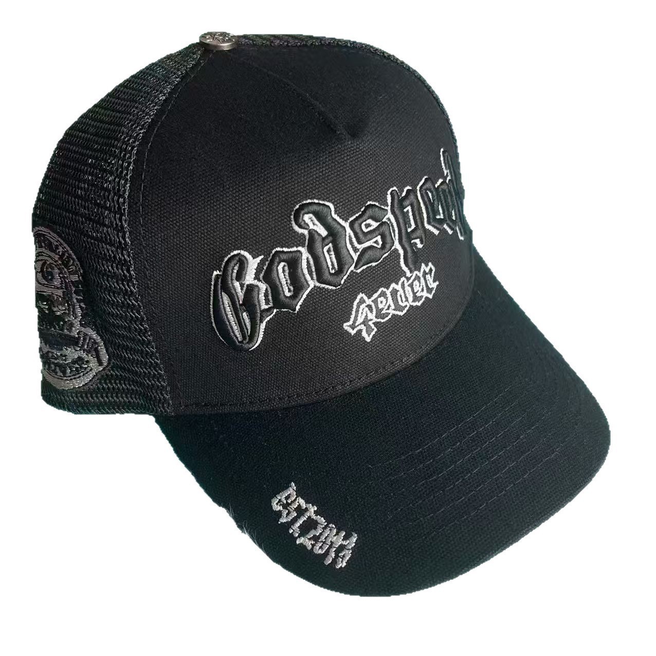 Godspeed Skull Trucker Cap Mesh Back Snapback Streetwear Embroidered Hip-Hop Hat