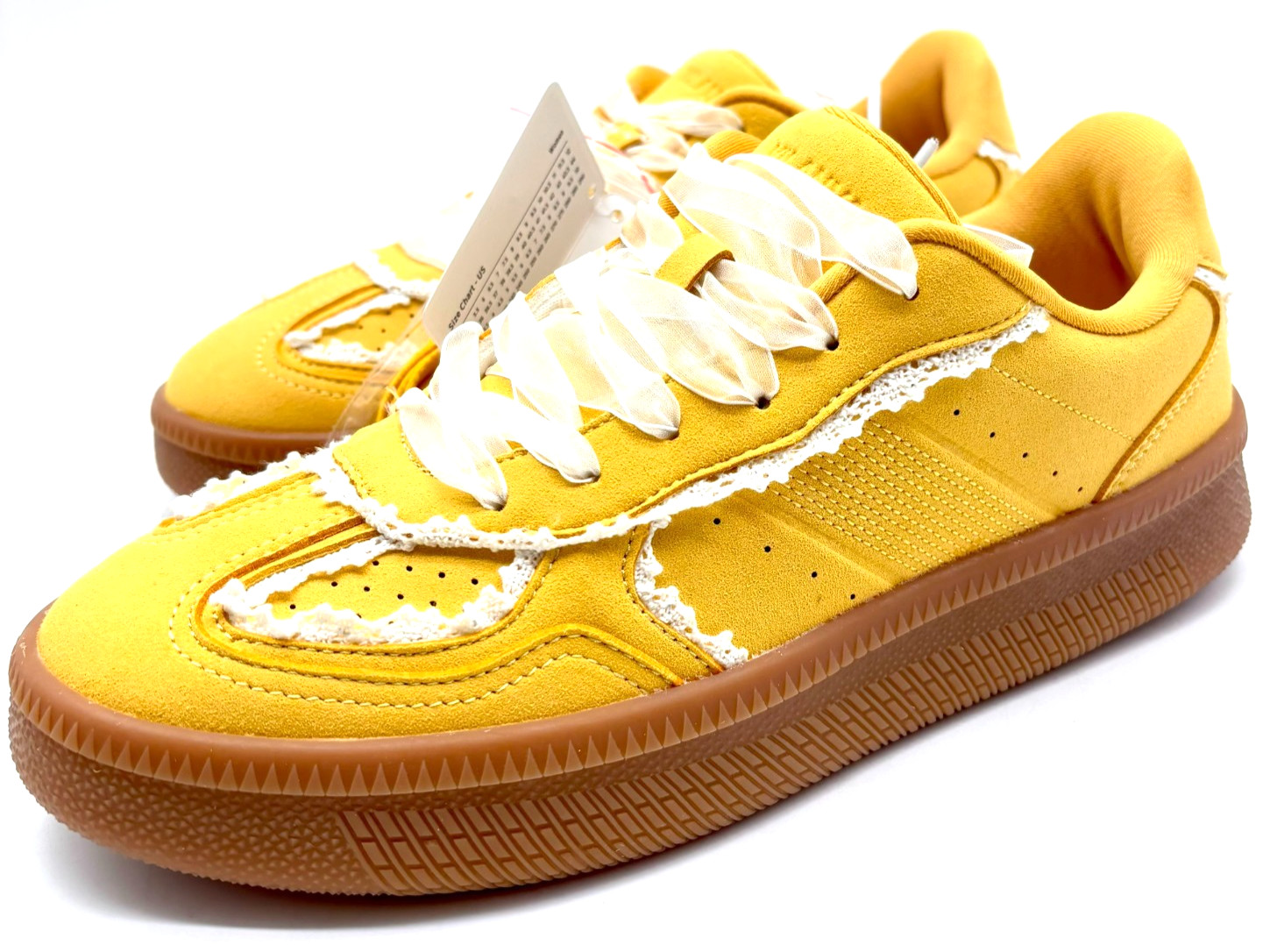 Vianva Women's Yellow Low Top Lace Up Fashion Sneaker Size 8.5 New