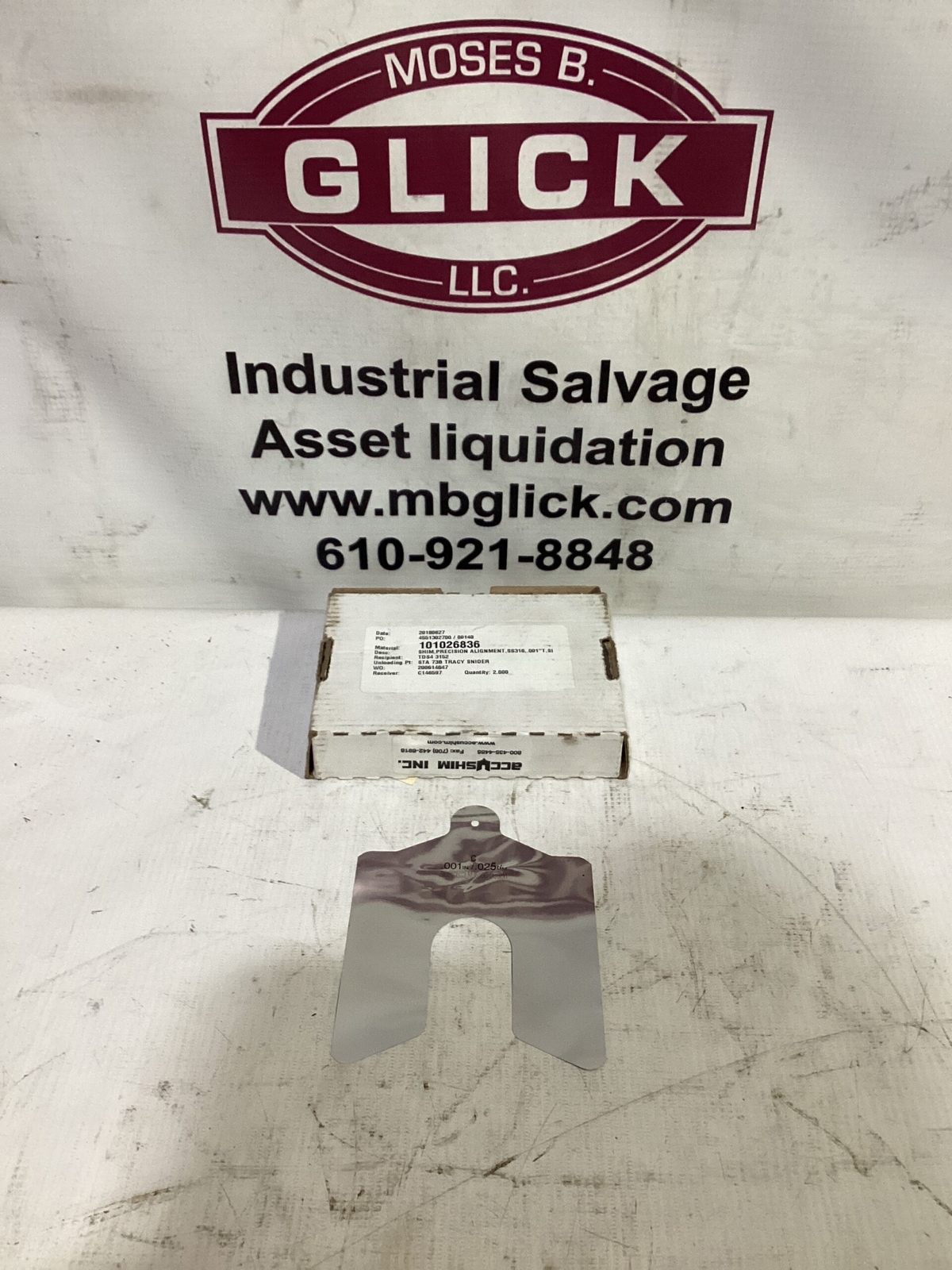 ACCUSHIM C.001 Stainless Slotted Shim Stock 4” x 4” x .001”  -NIB of 54