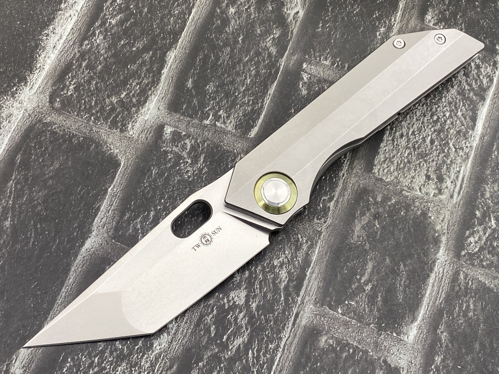 TwoSun TS300-M390-Gray-SW Folding Knives M390 Blade Titanium Handle Pocket Knife