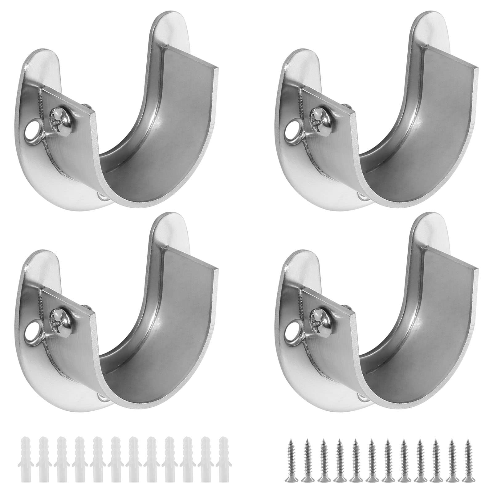 4PCS 1-1/4 Inch Closet Rod End Supports, Heavy Duty Stainless Steel Wardrobe ...