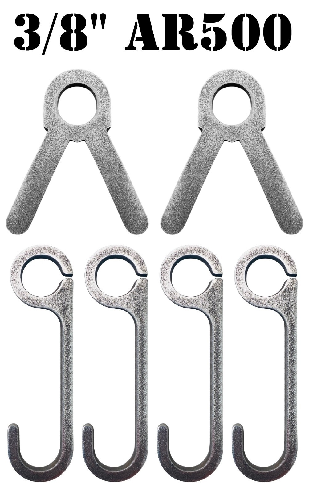 3/8" AR500 Steel Shooting Target Conduit Stand Brackets - 2 Brackets / 4 Hooks