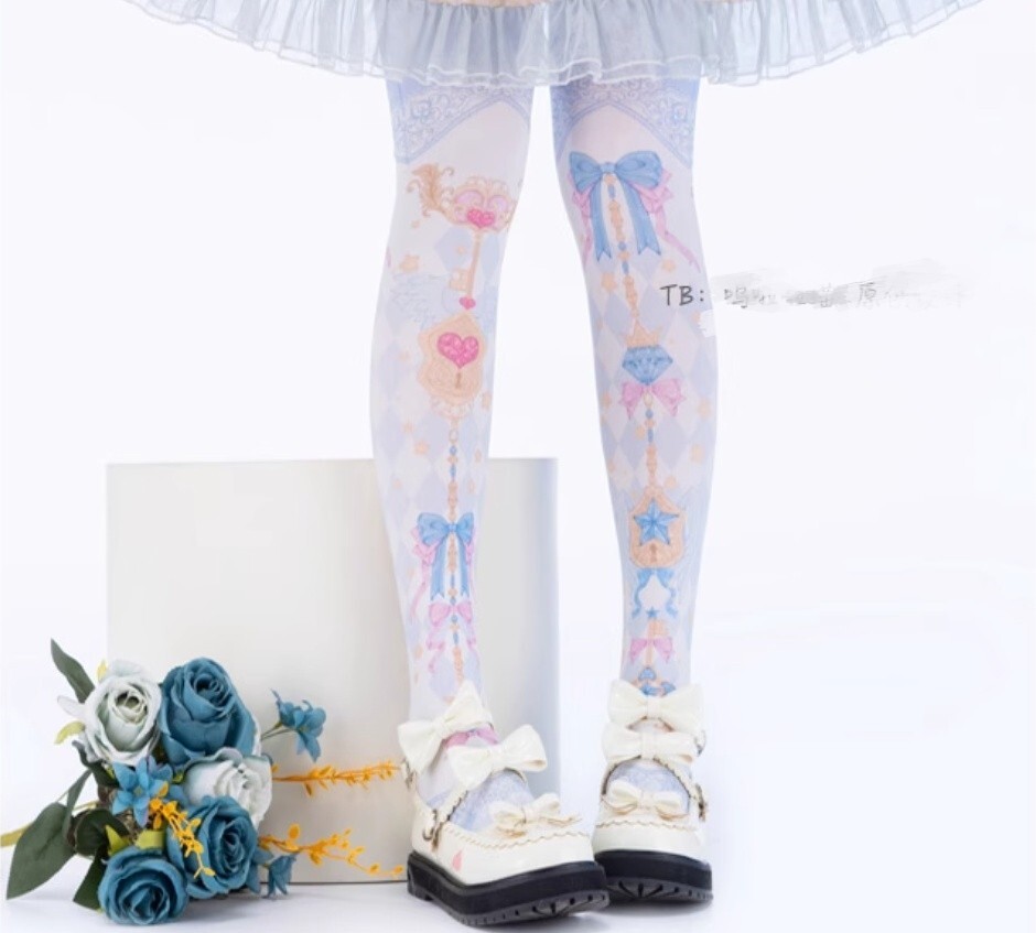 Japanese Lolita Cross Socks Women Bow Socks Jk White Calf Sock